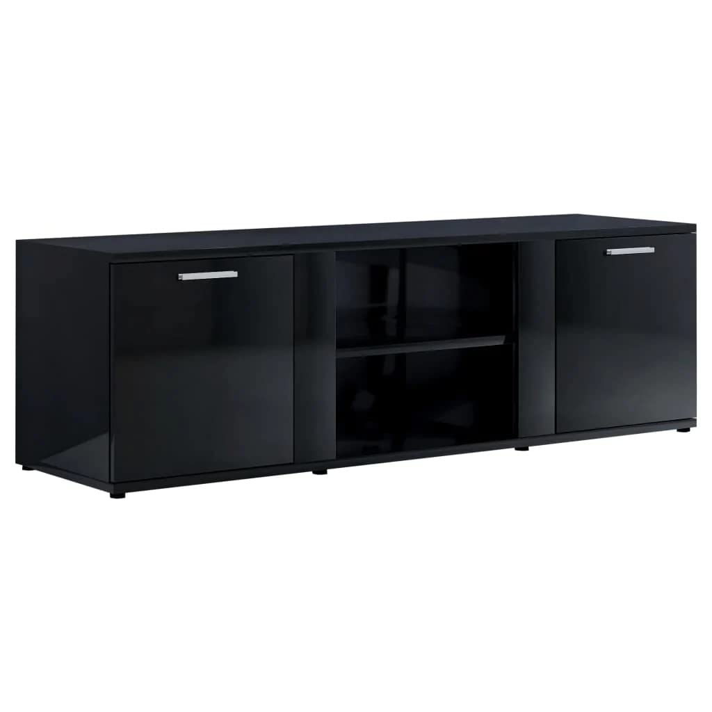 vidaXL High Gloss Black Engineered Wood TV Stand Cabinet with Storage for Living Room - Entertainment Center for Plasma TV, HiFi Stereo & Media Units | Perfect for Home Theater Setup & Modern Interior Decor