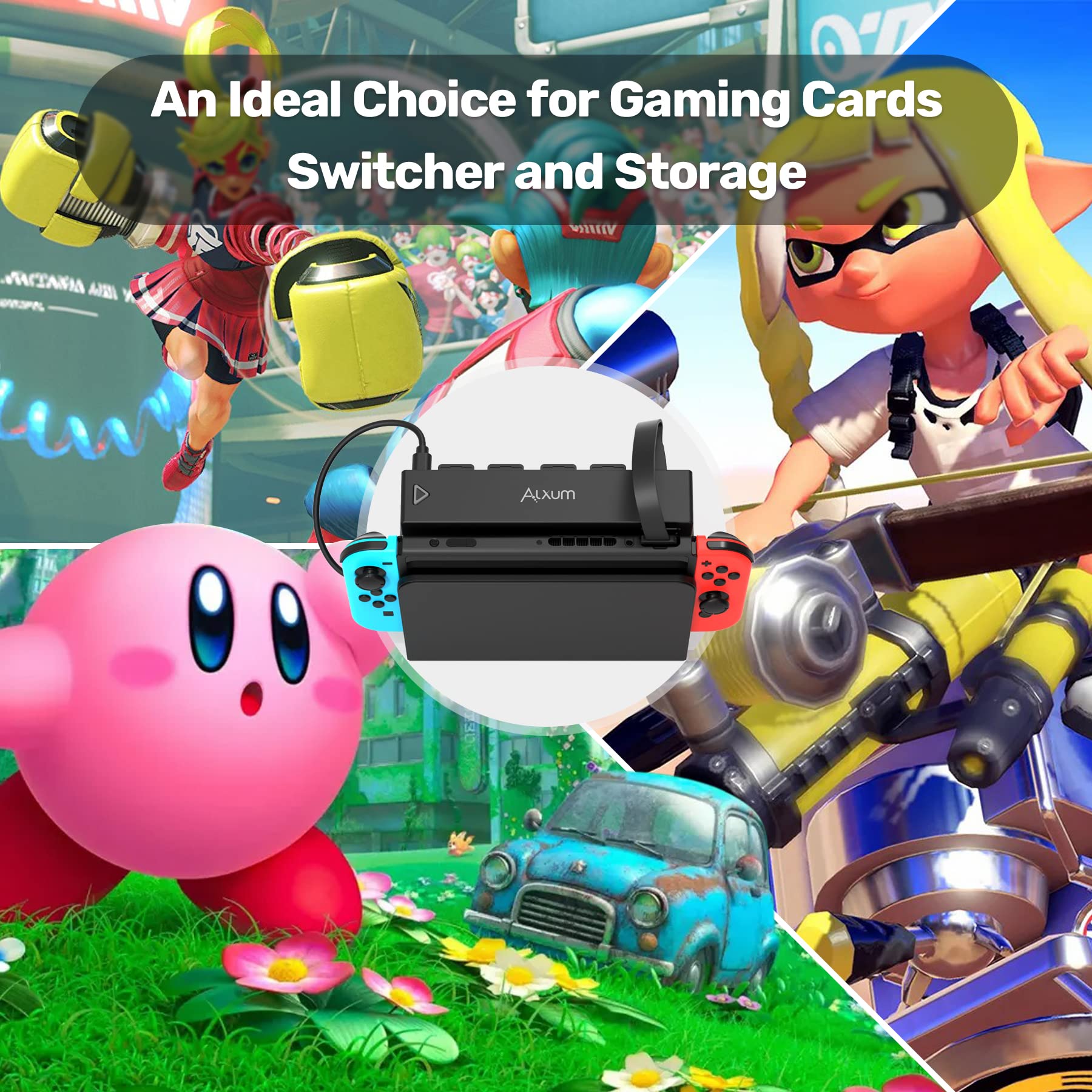 8-in-1 Nintendo Switch Game Card Reader & Holder - Compatible with Switch/Switch OLED - Quick Identification Multi-Game Switcher (4 Game Slots + 4 Storage Slots) - Perfect for Travel, Gaming Parties & Organized Storage