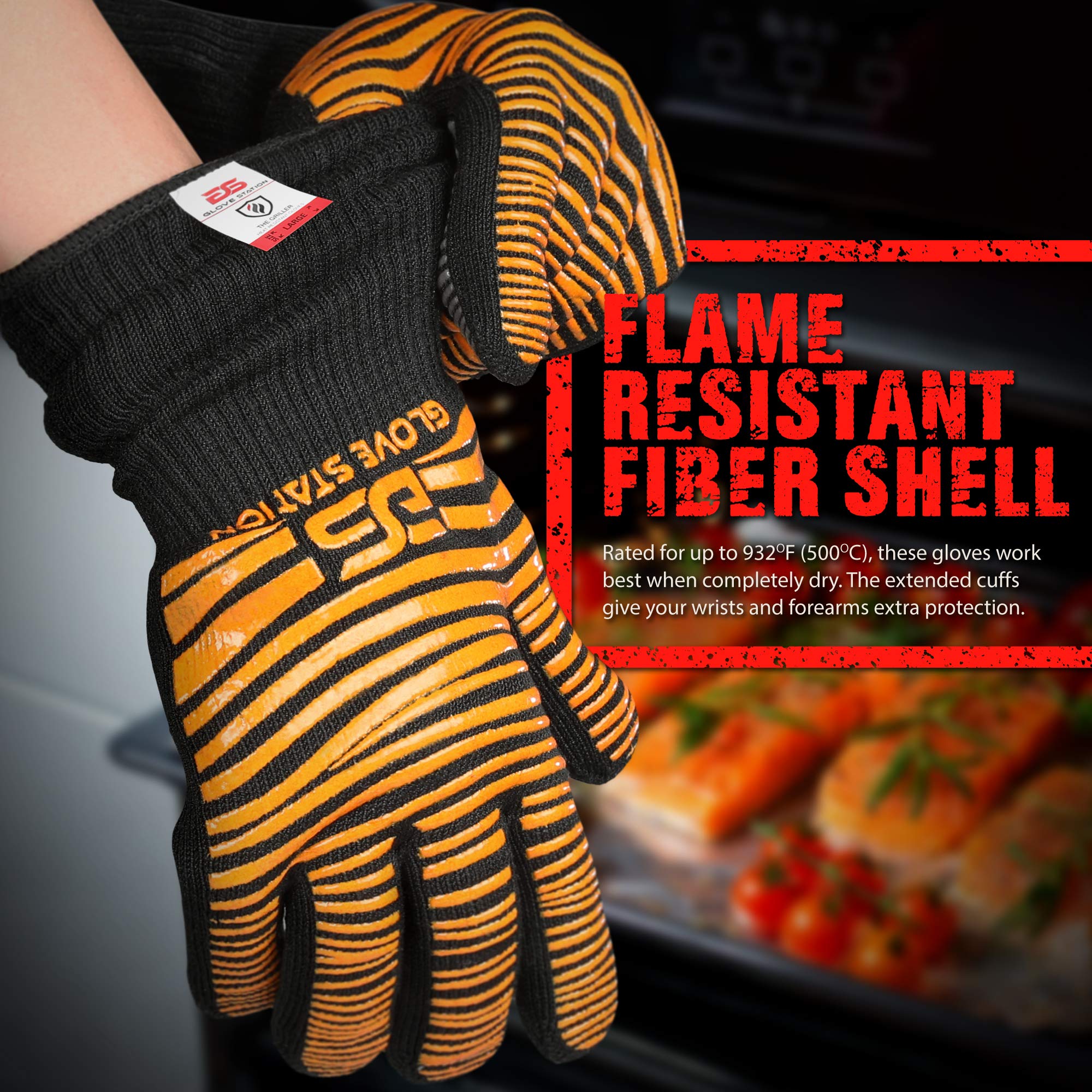 Heat Resistant BBQ Gloves for Grilling & Baking - Extra Grip Silicone Oven Mitts for Cooking, Kitchen & Outdoor Use | Perfect for Barbecue, Camping & Hot Food Handling