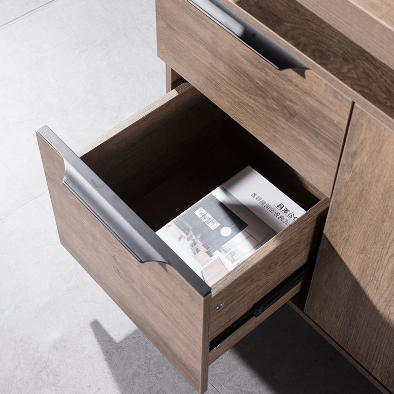 KELLEN Executive Desk with Left Return - 1.6M & 1.8M Warm Oak & Black Home Office Desk - Perfect for Modern Workspaces & Professional Environments
