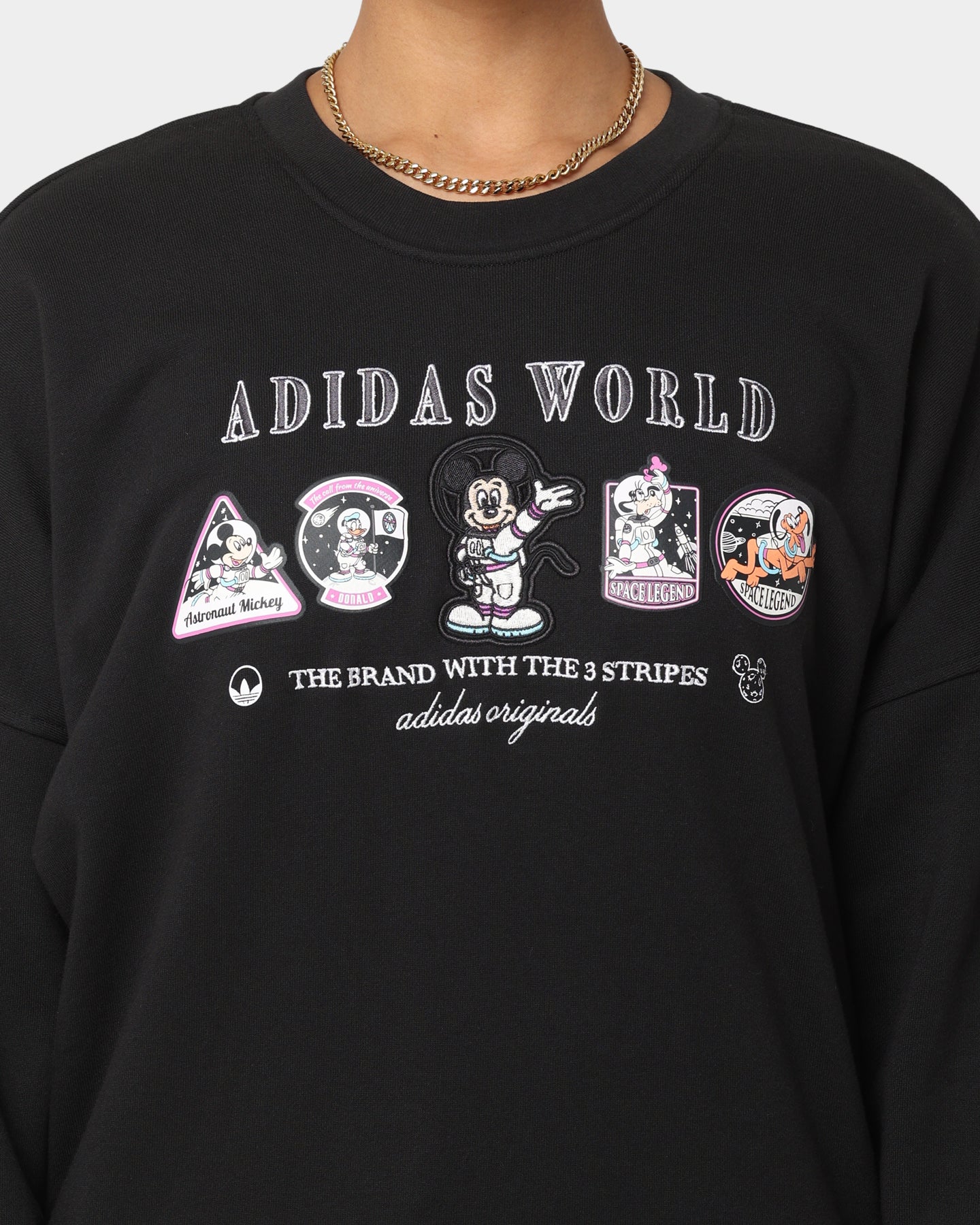 Adidas X Disney Women's Sweater - Black Cozy Pullover for Casual Wear & Lounge - Perfect for Disney Fans, Street Style & Winter Comfort