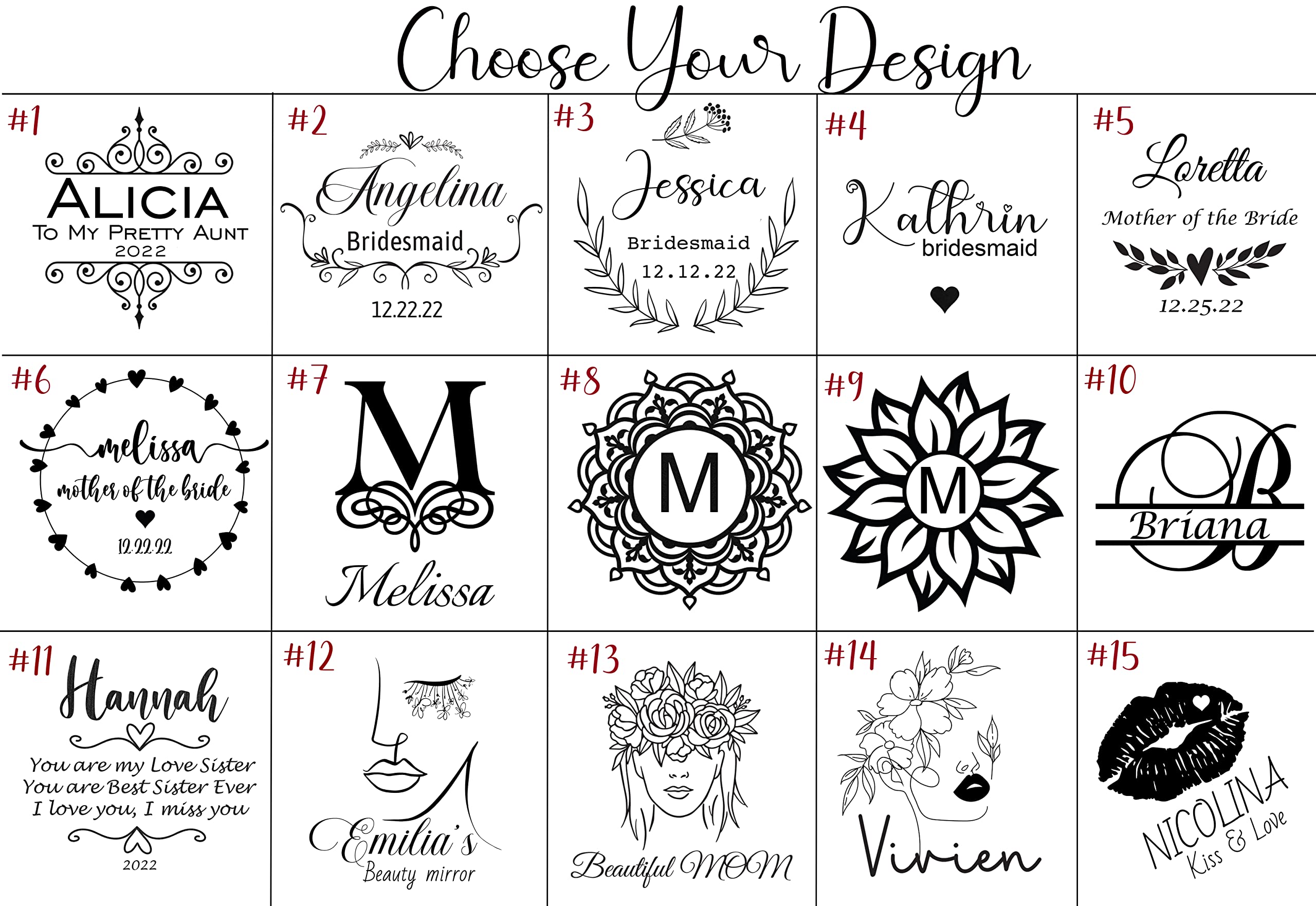 Custom Engraved Personalized Compact Mirror - Double Sided Magnification Travel Pocket Mirror for Women | Wedding, Birthday Gift Idea | Perfect for Purse, Makeup Bag & Travel Accessories (PU Leather)