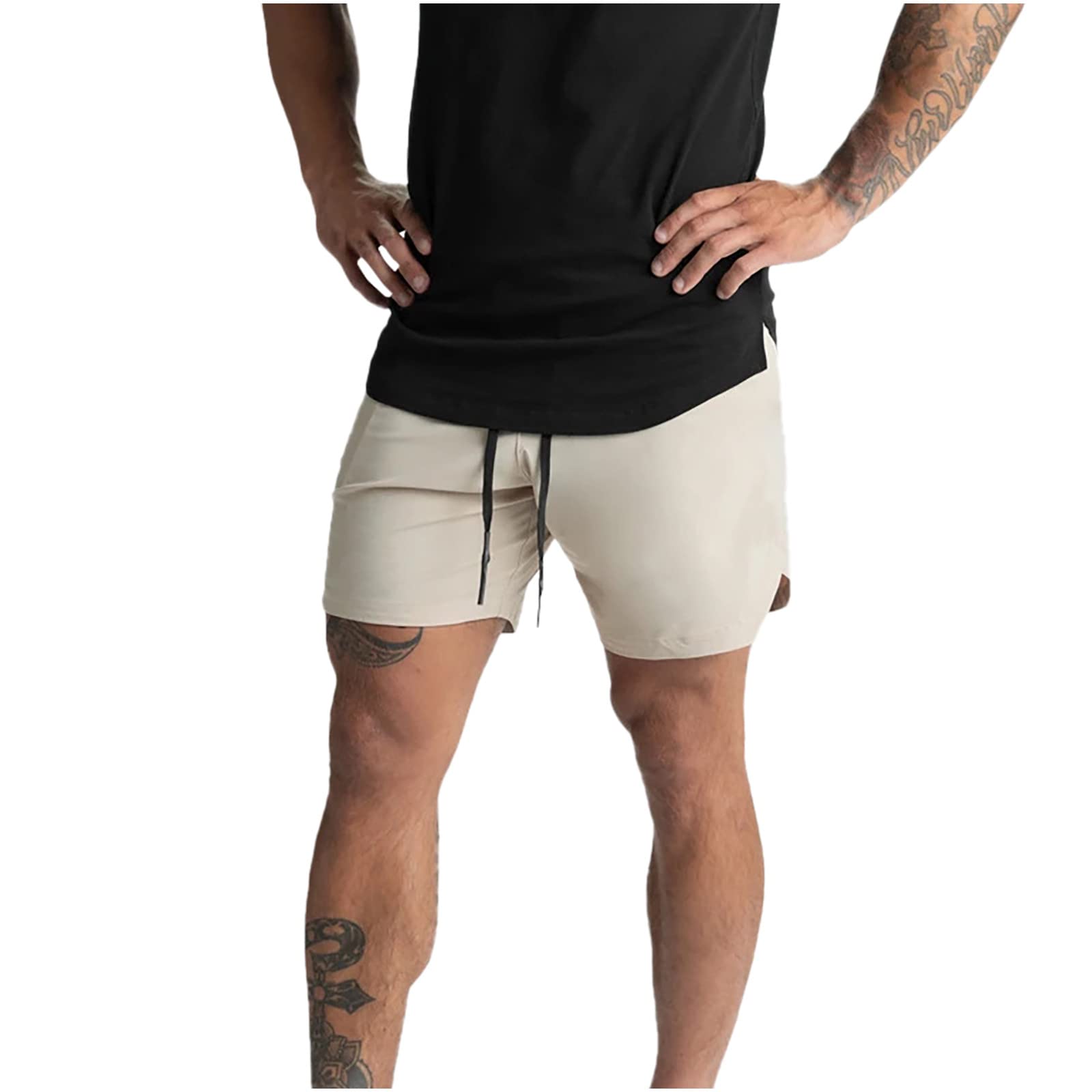 **Men's Quick Dry Athletic Shorts - Workout, Basketball & Gym Shorts with Drawstring & Flat Front - Perfect for Running, Training & Casual Wear**