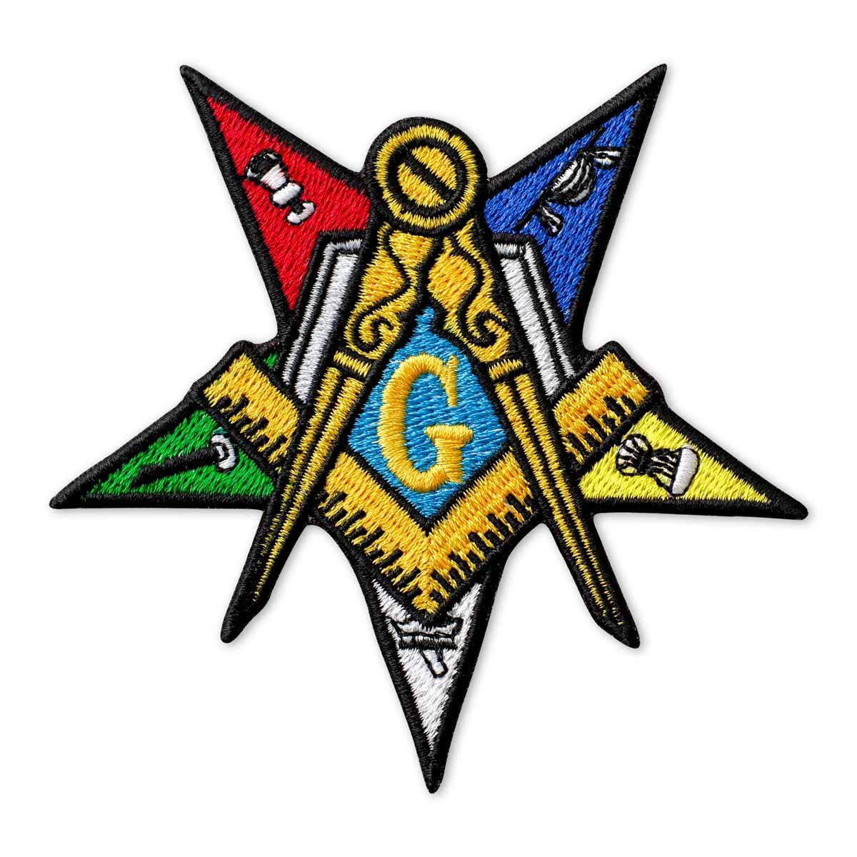 Eastern Star Embroidered Patch 3.7x3.7 Inch Iron-On Masonic Order Badge - Perfect for Vests, Jackets & DIY Crafts