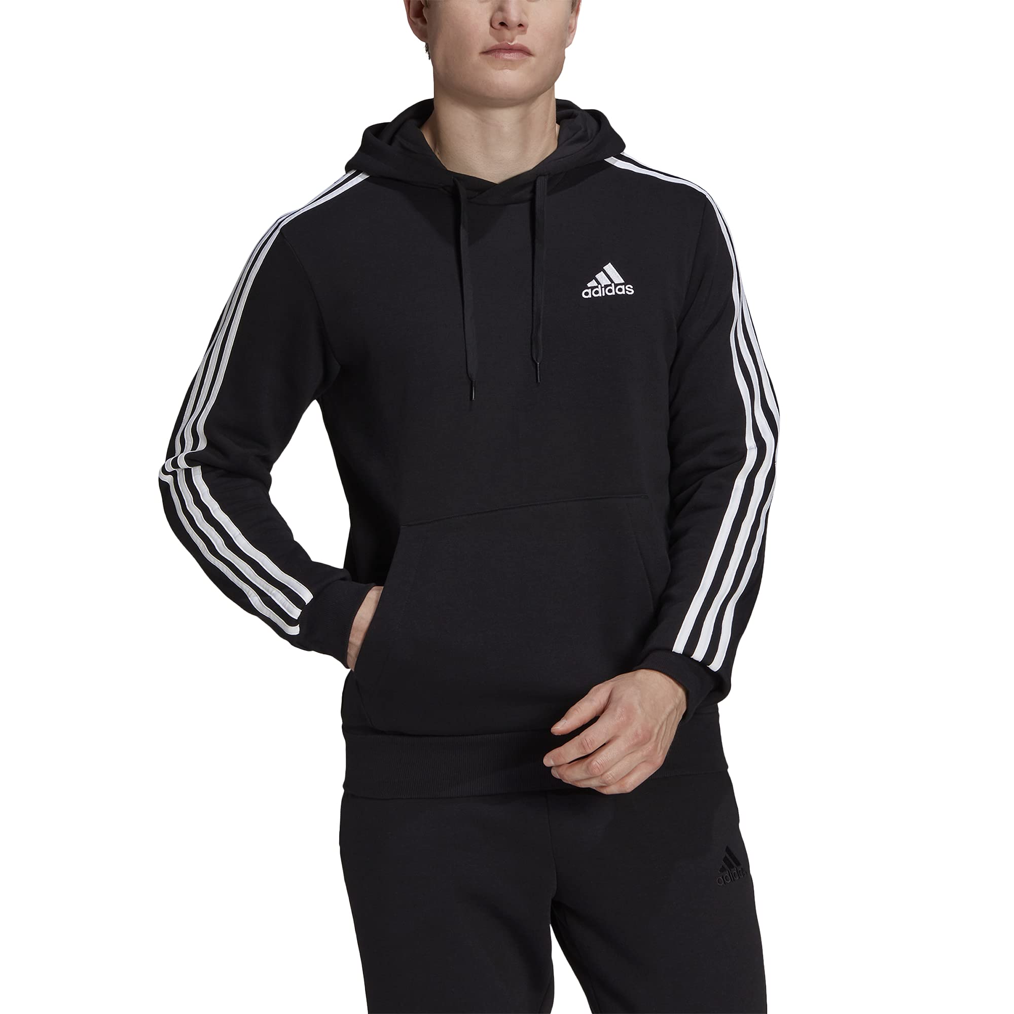 Adidas Men's Essentials Fleece 3-Stripes Hoodie - Soft Comfortable Pullover Sweatshirt for Casual Wear, Gym & Outdoor Activities