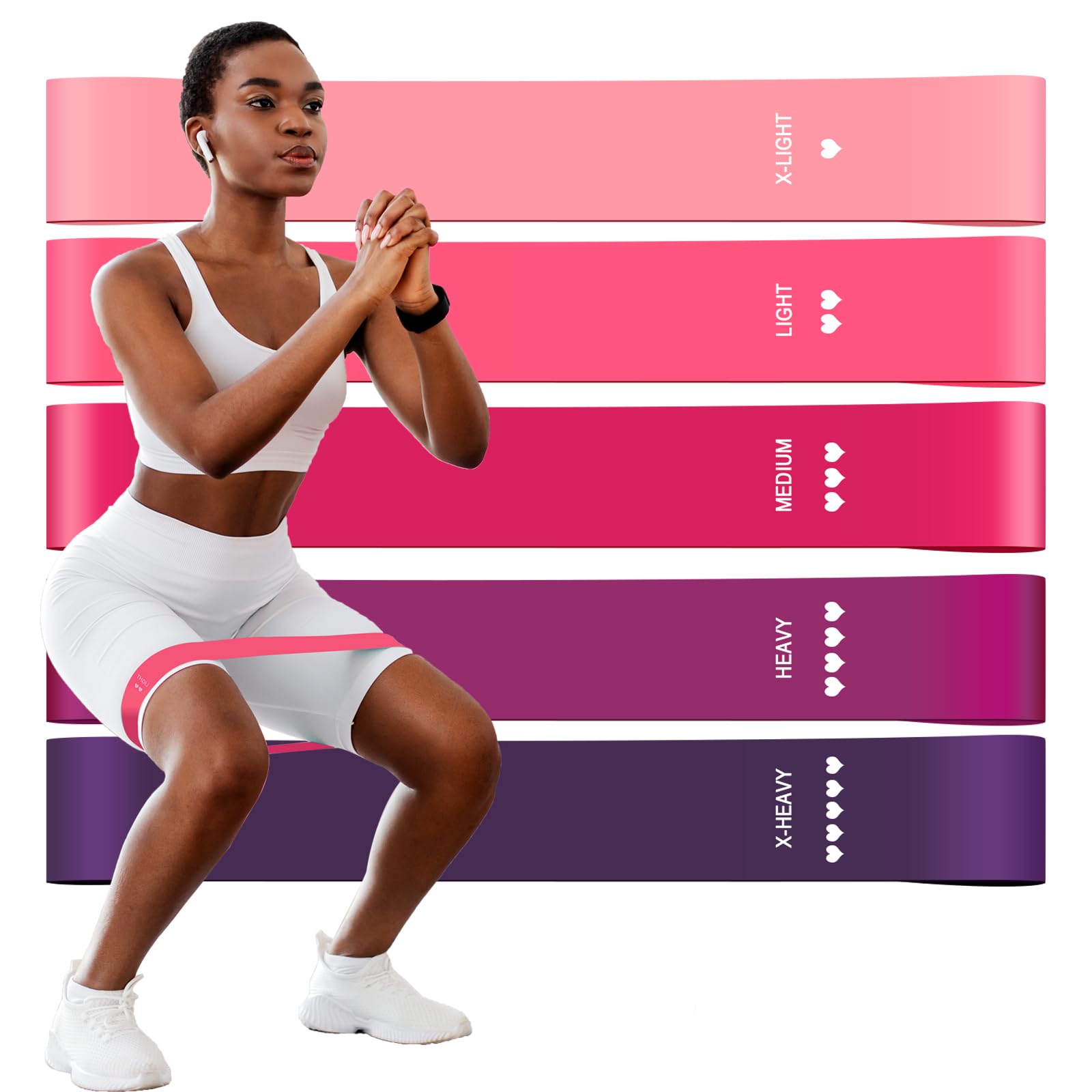 Premium QUMMBREAT Natural Latex Resistance Bands Set - 5 Adjustable Strength Levels for Home Workouts, Gym Training & Yoga | Portable Exercise Bands for Men & Women with Carry Case | Perfect for Strength Training, Physical Therapy & Stretching