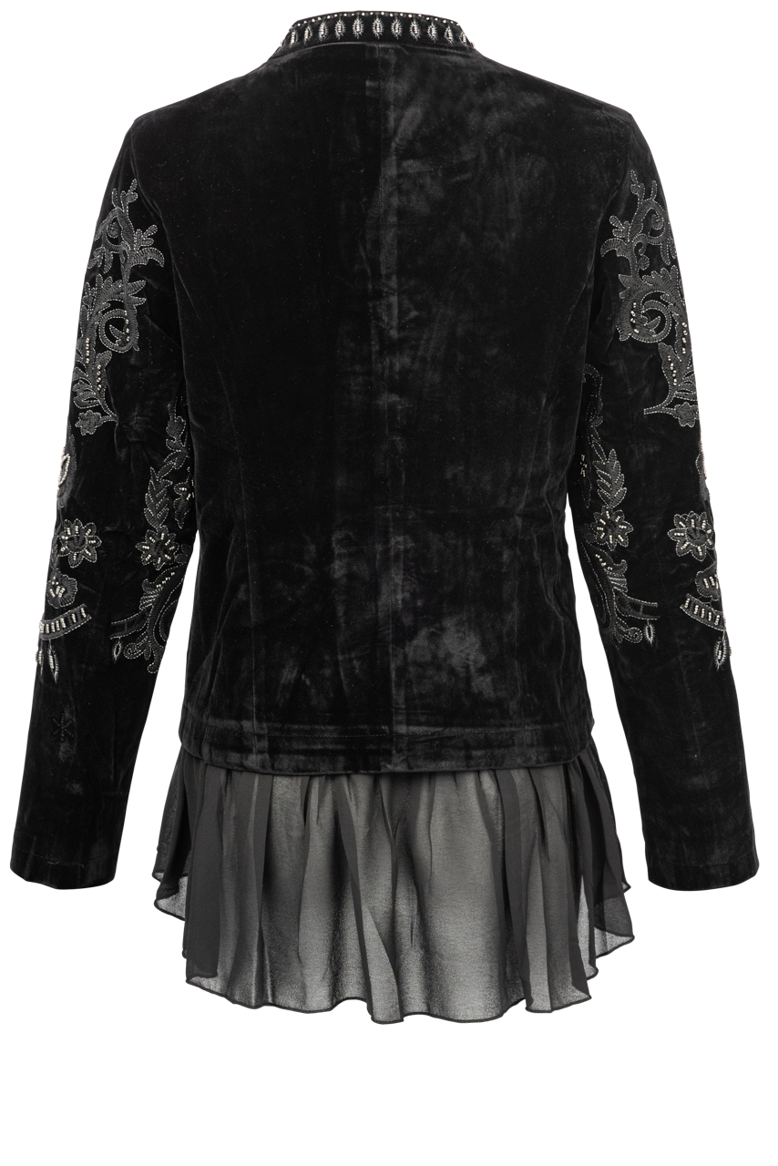 Adore Velvet Embroidered Jacket for Women - Elegant Long Sleeve Blazer with Floral Embroidery - Perfect for Weddings, Parties & Office Wear