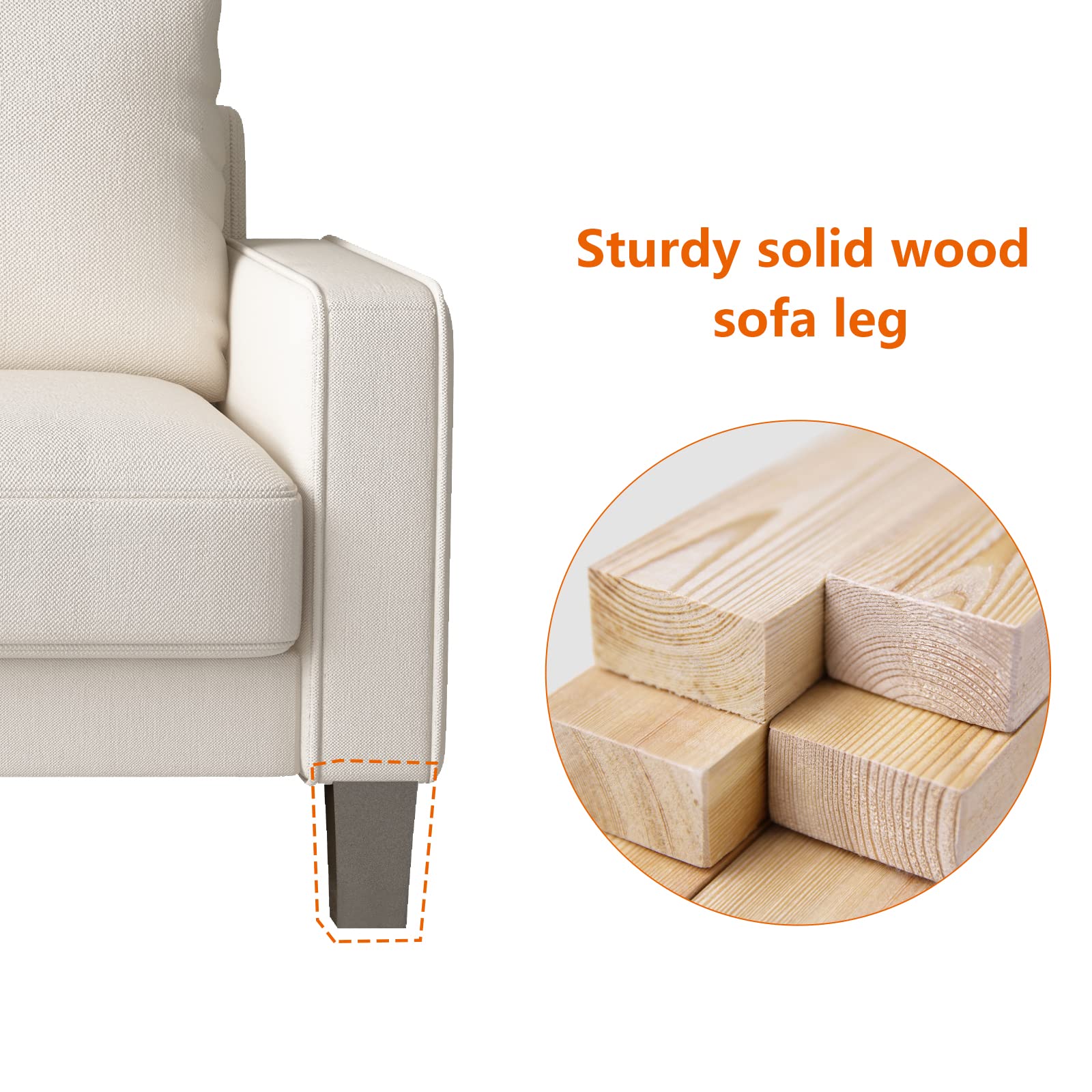 Modern Convertible Sofa Couch with Linen Fabric & 6.7