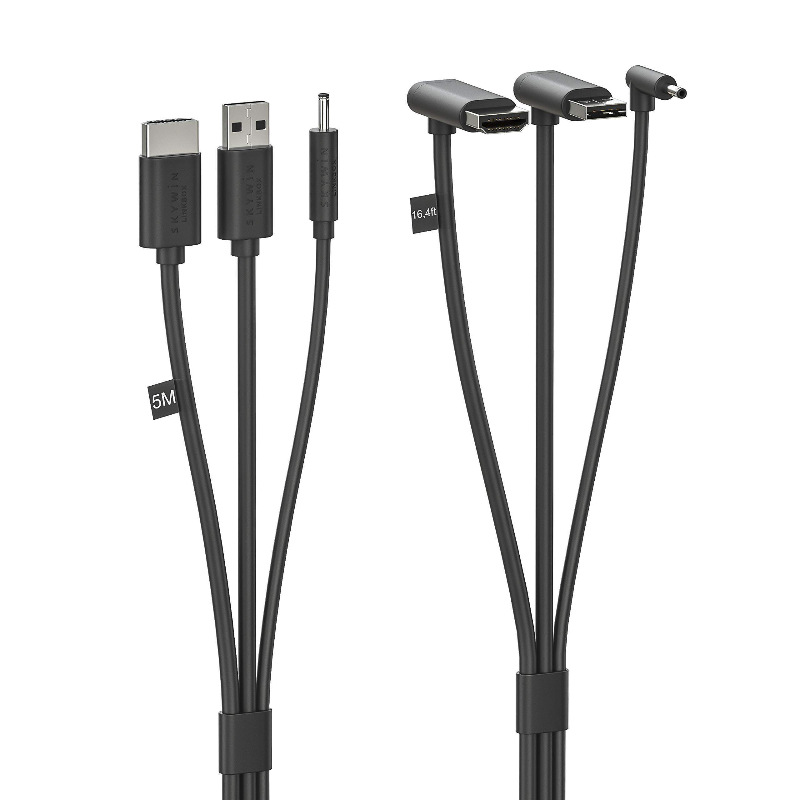 Skywin 3-in-1 Flat HTC Vive Compatible Cable - 16ft Replacement 3-in-1 Connection Cable for HTC Vive VR Headset & Link Box (5m/16ft) - Perfect for VR Gaming, Streaming & Virtual Reality Experiences