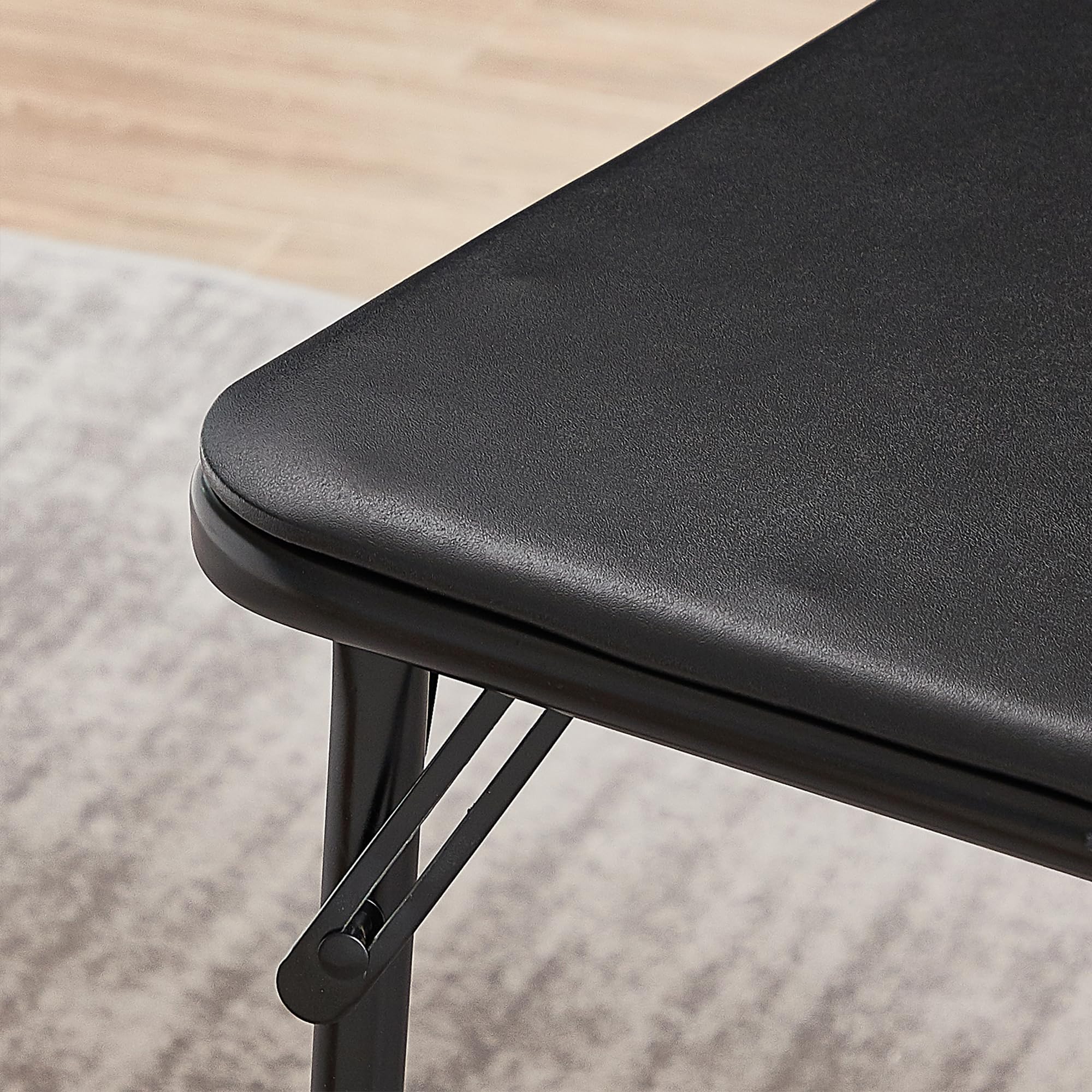 VECELO 47-Inch Folding Table Desk with Collapsible Legs & Vinyl Upholstery - No Assembly Needed, Sturdy Metal Frame in Black - Perfect for Home Office, Dorm Room, Camping & Outdoor Events