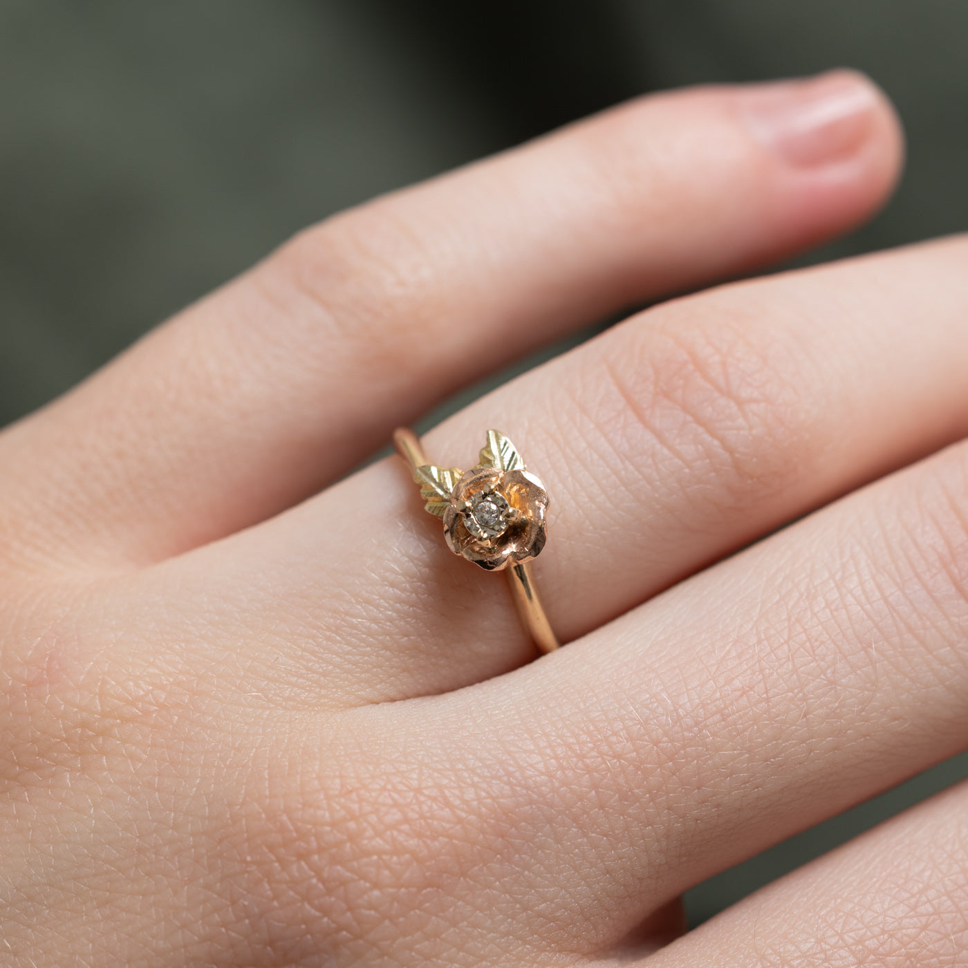 10K Two Tone Gold Diamond Rose Ring - 0.01ct Size 4.5 | Elegant Floral Jewelry for Women | Perfect for Anniversary, Valentine's Day & Special Occasion Gifts