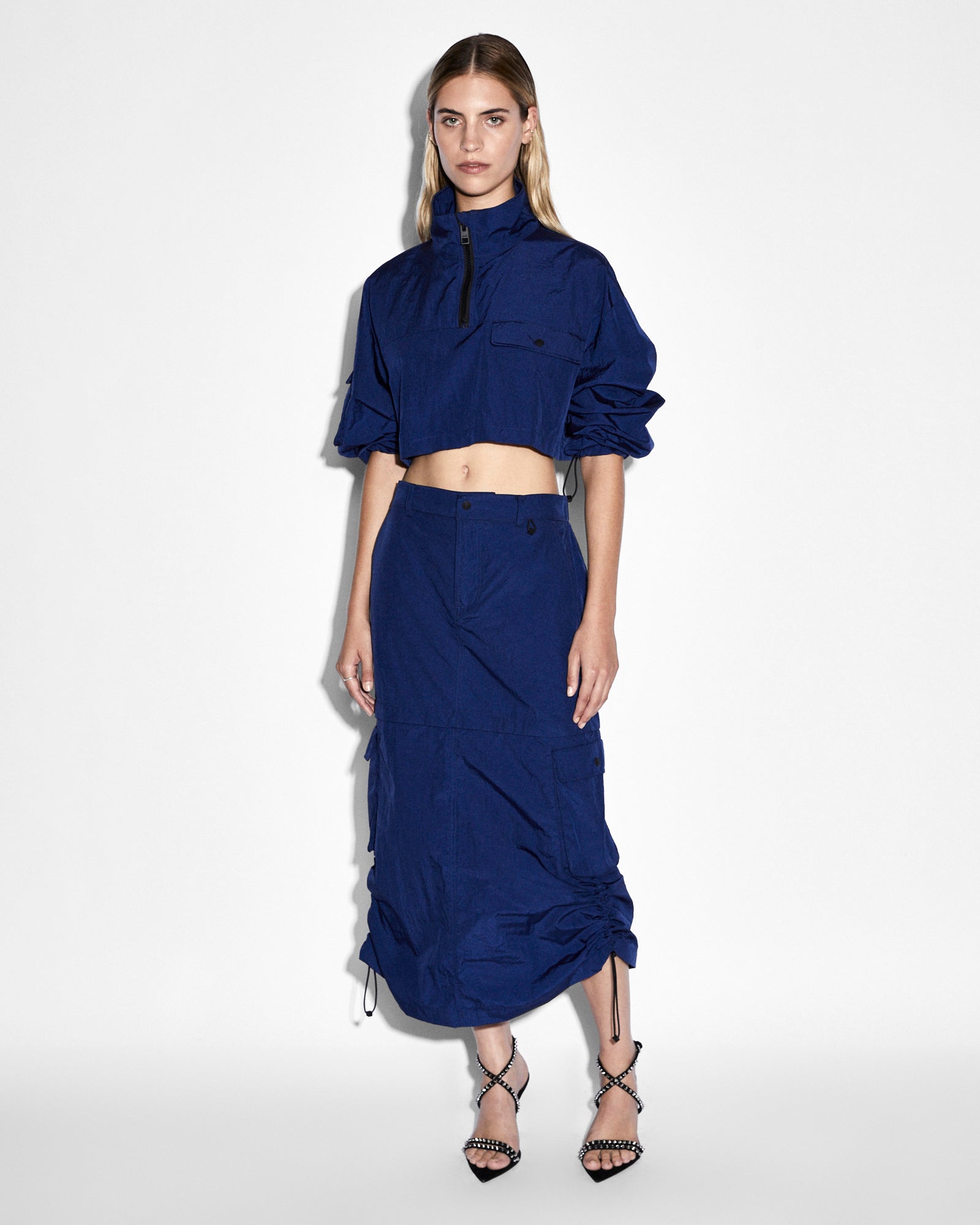 CONNEKT Women's Midnight Blue Midi Skirt - Stylish & Comfortable for Work, Casual Outings & Date Nights
