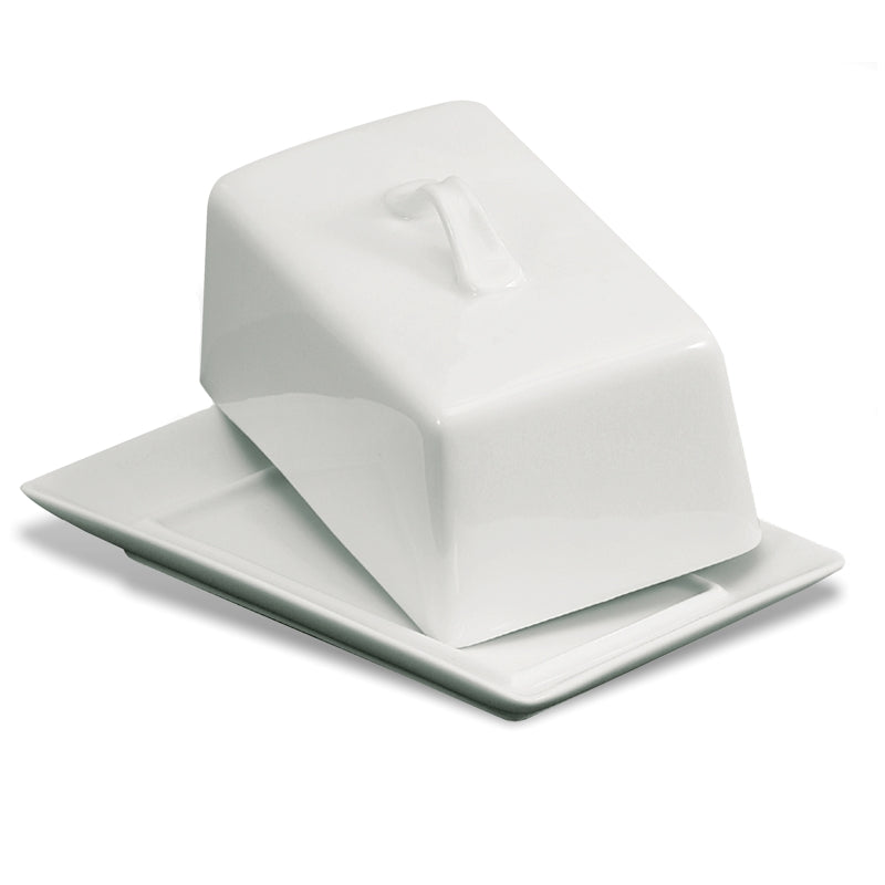 White Butter Dish with Lid - Holds 1 Pound of Butter | Perfect for Kitchen Countertop, Dining Table & Gift Giving