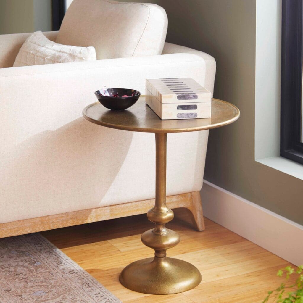 Cyan Design 08304 Antique Brass Tote Side Table - Stylish End Table for Living Room, Bedroom & Patio Decor