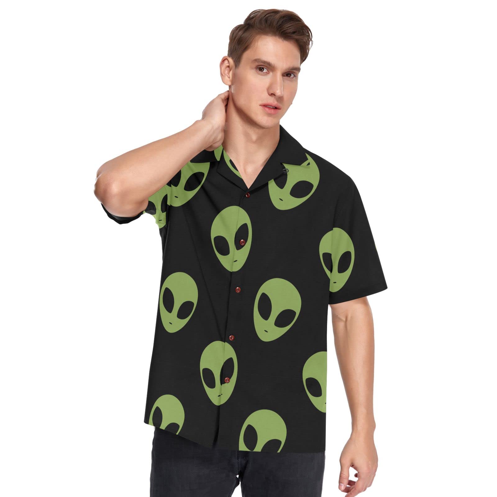 Star Wars Green Aliens Hawaiian Shirt for Men - Summer Casual Button Down Shirt with Fun Print | Perfect for Beach Vacation, Cosplay & Themed Parties