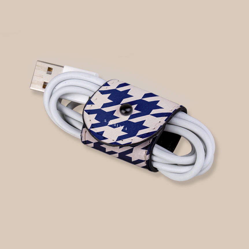Blue Houndstooth Eco-Friendly Reusable Gift Wrap with Cord - Perfect for Birthday, Christmas & Wedding Presents