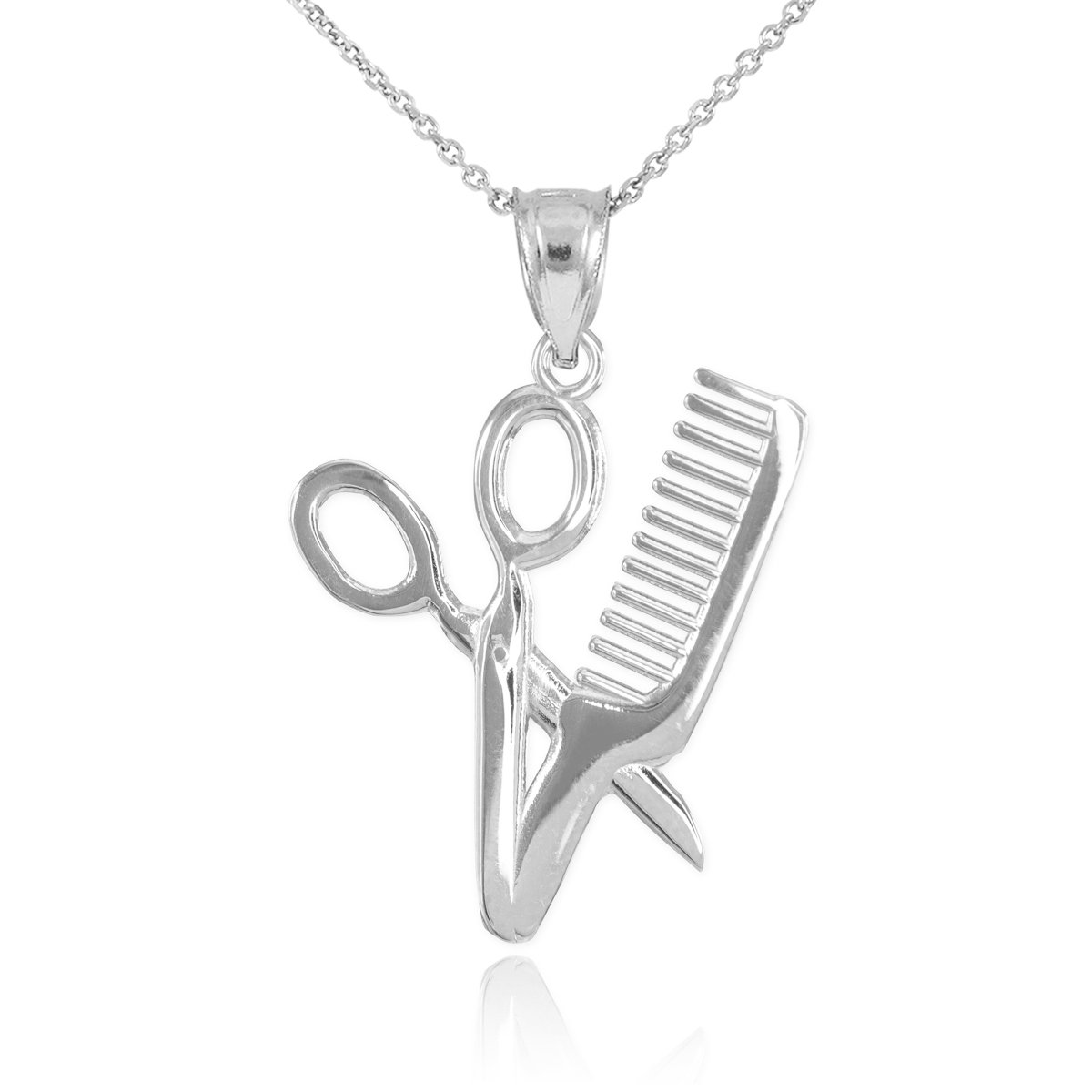 925 Sterling Silver Hair Stylist Scissors & Comb Charm Necklace - High Polish Jewelry Gift for Hairstylists, Barbers & Beauty Professionals - Perfect for Work, Fashion & Special Occasions