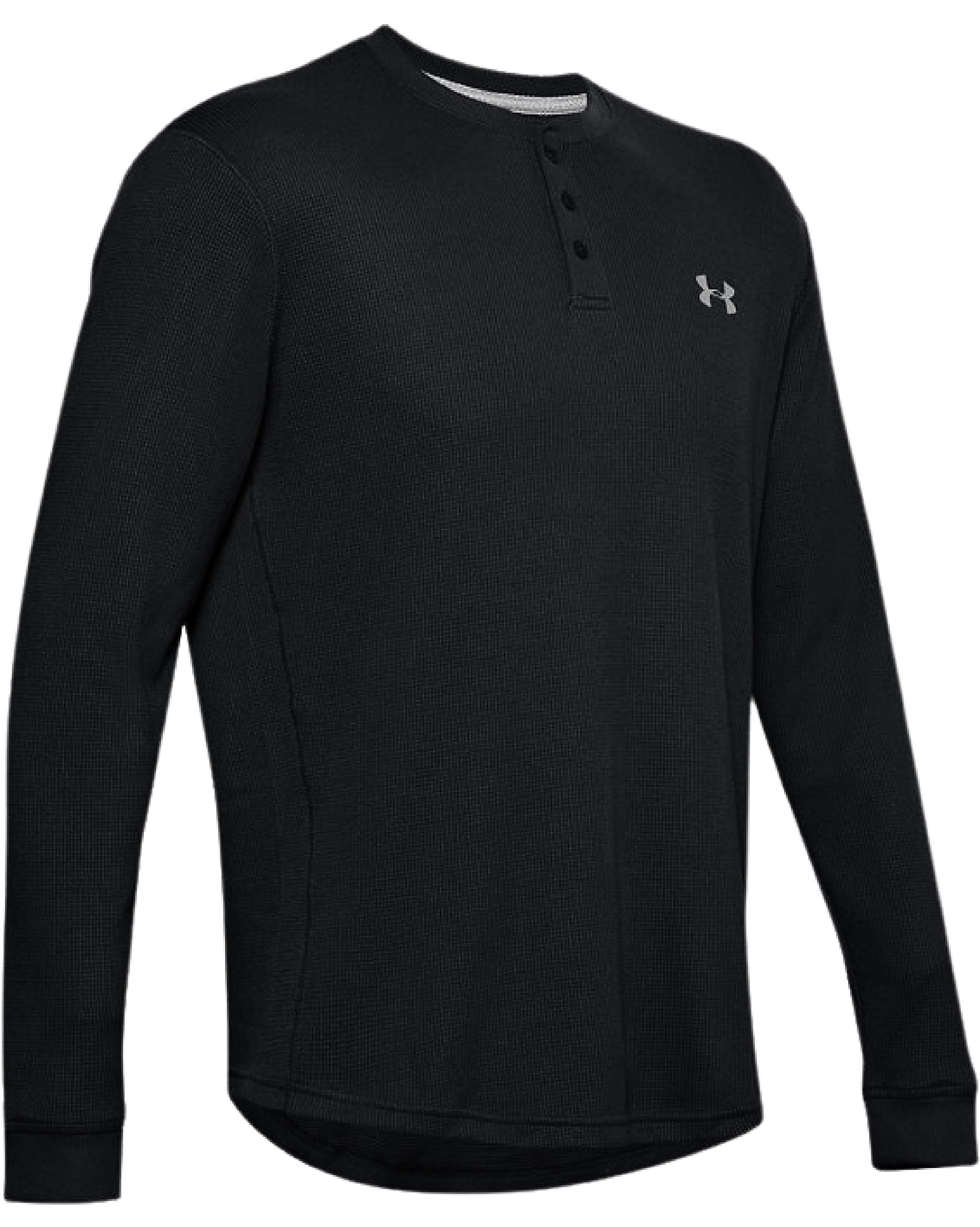 Under Armour Men's UA Waffle Henley T-Shirt - XL Size, Black - Comfortable Athletic Shirt for Workouts, Running & Casual Wear