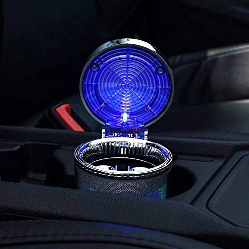 Detachable Car Ashtray with Lid & Blue LED Light - Portable Car Lighter Ashtray Set for Smoking - Ideal for Car, Home, Office & Travel Use