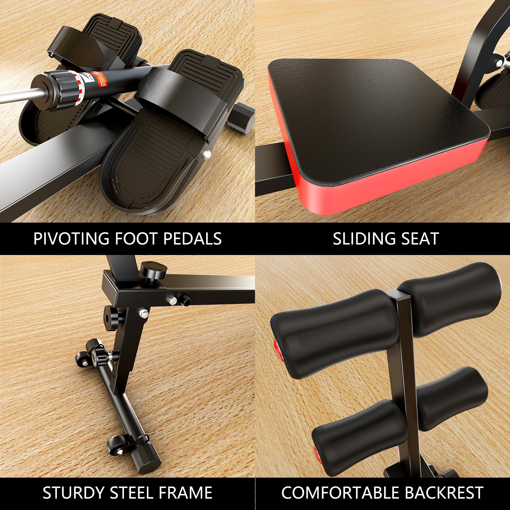 **Magnetic Rowing Machine for Home Workout - Adjustable 8-Speed Resistance, Supports 265 LBS - Fat Burning & Muscle Sculpting - Phone/Tablet Holder - Perfect for Cardio & Strength Training**