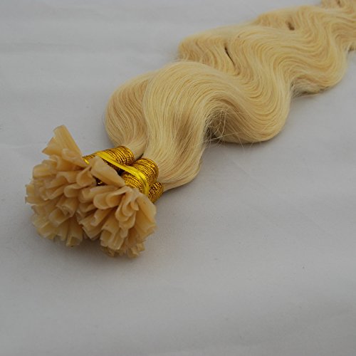 U Tip Wavy Blonde 613 Human Hair Extensions 16