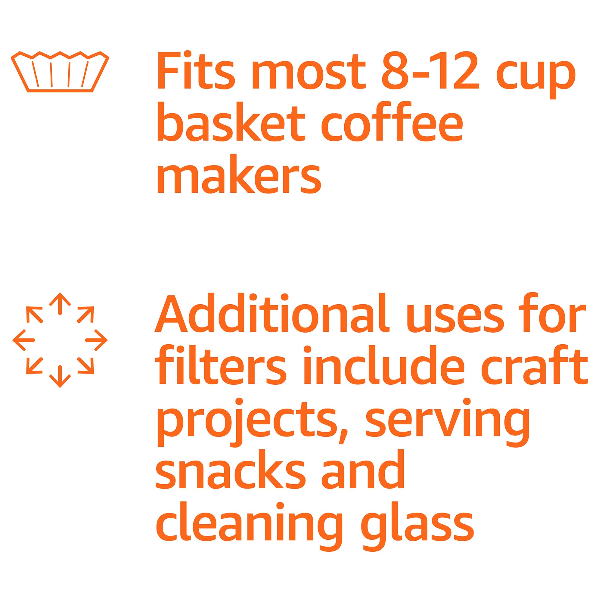 Amazon Basics Basket Coffee Filters for 8-12 Cup Coffee Makers, White, 200 Count - Perfect for Home, Office, and Restaurants - Compatible with Most Standard Drip Coffee Machines