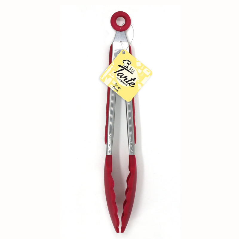 A La Tarte Silicone Kitchen Tongs 10.5 Inch Heat Resistant Non-Slip Cooking Utensil (Red) - Perfect for Grilling, Baking, and Serving Hot Dishes
