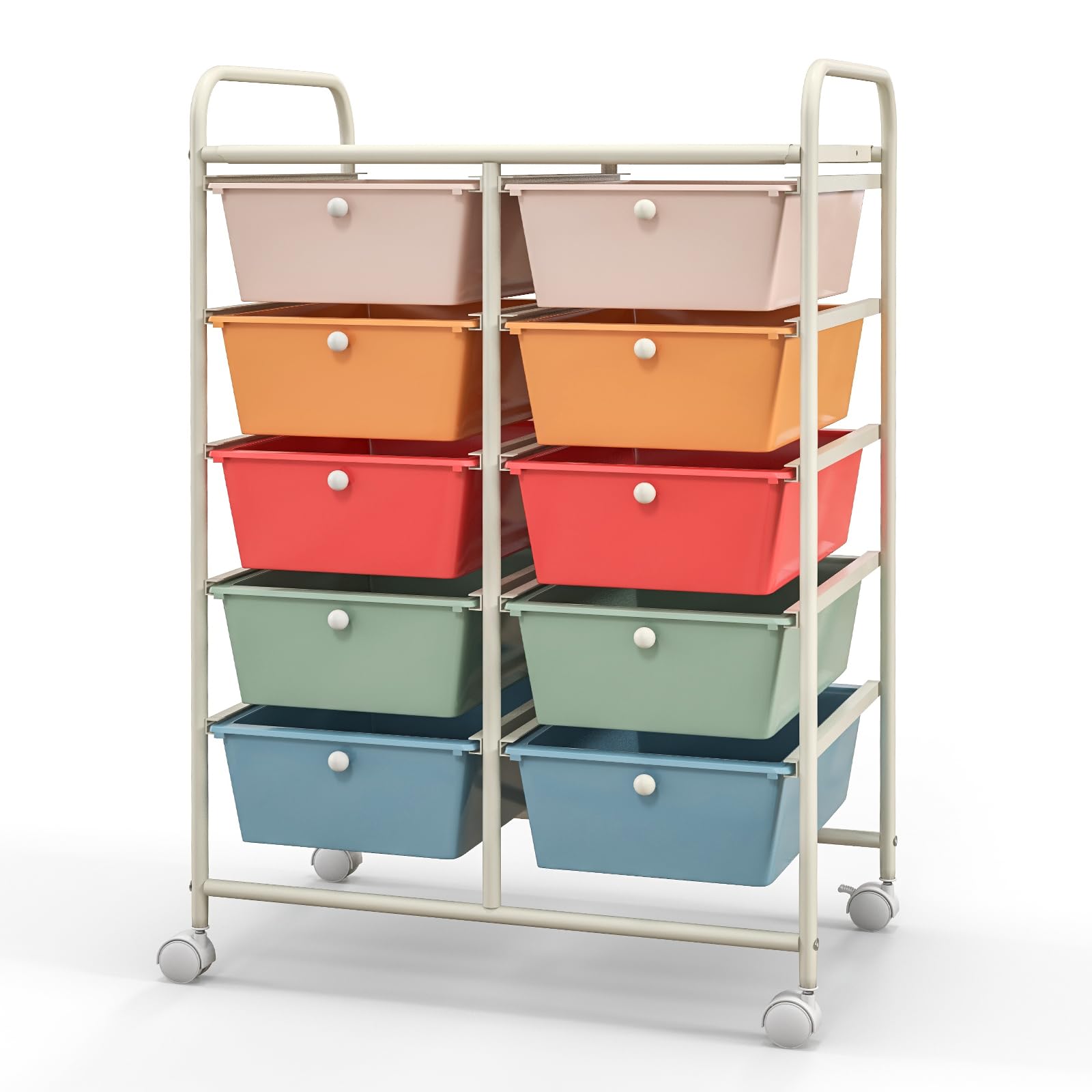 Giantex 10-Drawer Rolling Storage Cart with Wheels - Mobile Organizer for Classroom, Office, Home & School Supplies - Perfect for Teachers, Crafts, Art Paper & Tools - Multicolor - Ideal for Organizing Books, Stationery & DIY Projects