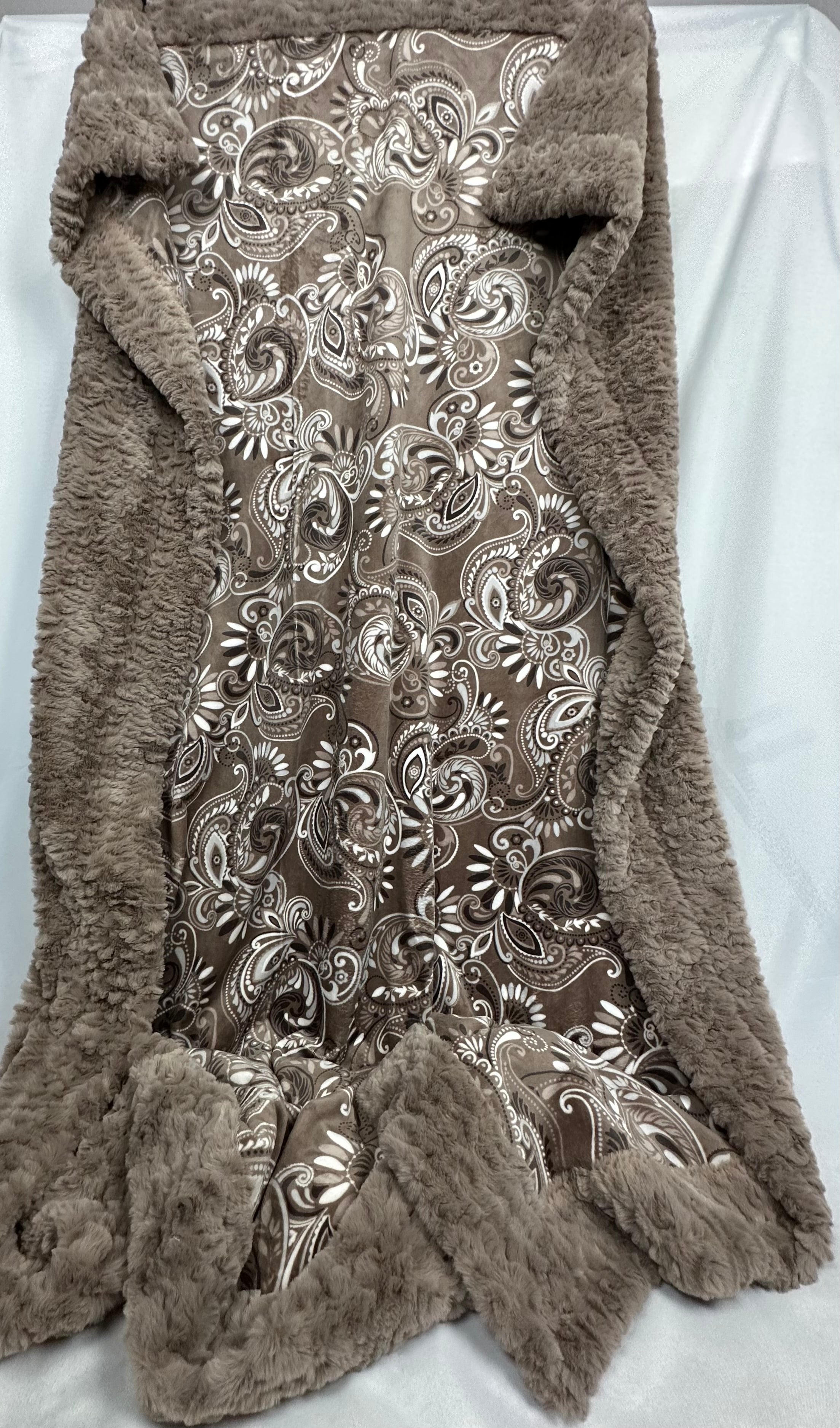 Paisley Taupe on Light Taupe Florence Extra Large Adult Blanket 53x81 Inches - Soft Cozy Throw for Couch, Bed & Home Decor
