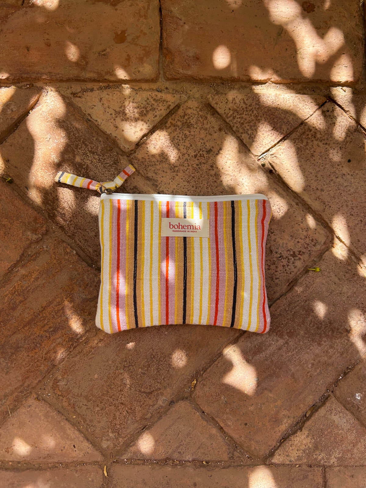 Jaipur Stripe Medium Pouch - Colorful Indian Handmade Clutch Bag for Women | Perfect for Parties, Weddings & Festive Occasions