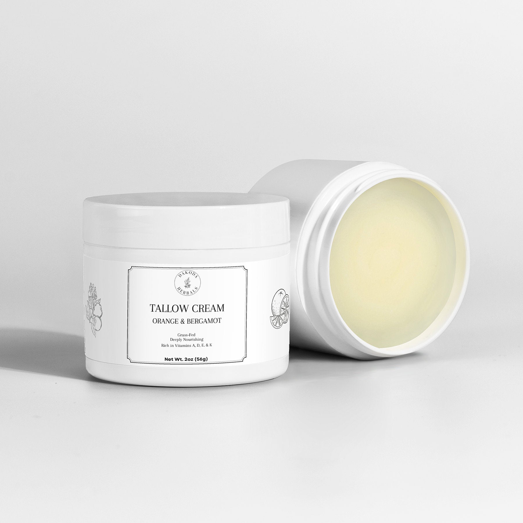 Organic Tallow Cream with Orange & Bergamot - Natural Moisturizer for Dry Skin | Hydrating Face & Body Cream with Citrus Essential Oils | Perfect for Daily Skincare Routine & Winter Skin Care