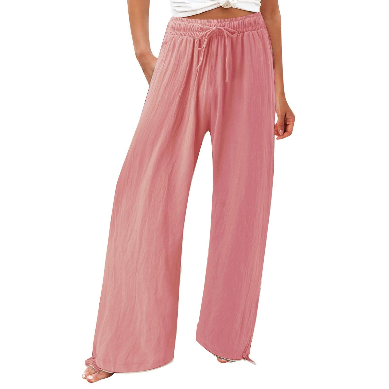 2024 Women's Summer Cotton Casual Pants - Loose Fit Comfortable Elastic Waist Work Pants | Trendy Office & Outdoor Wear