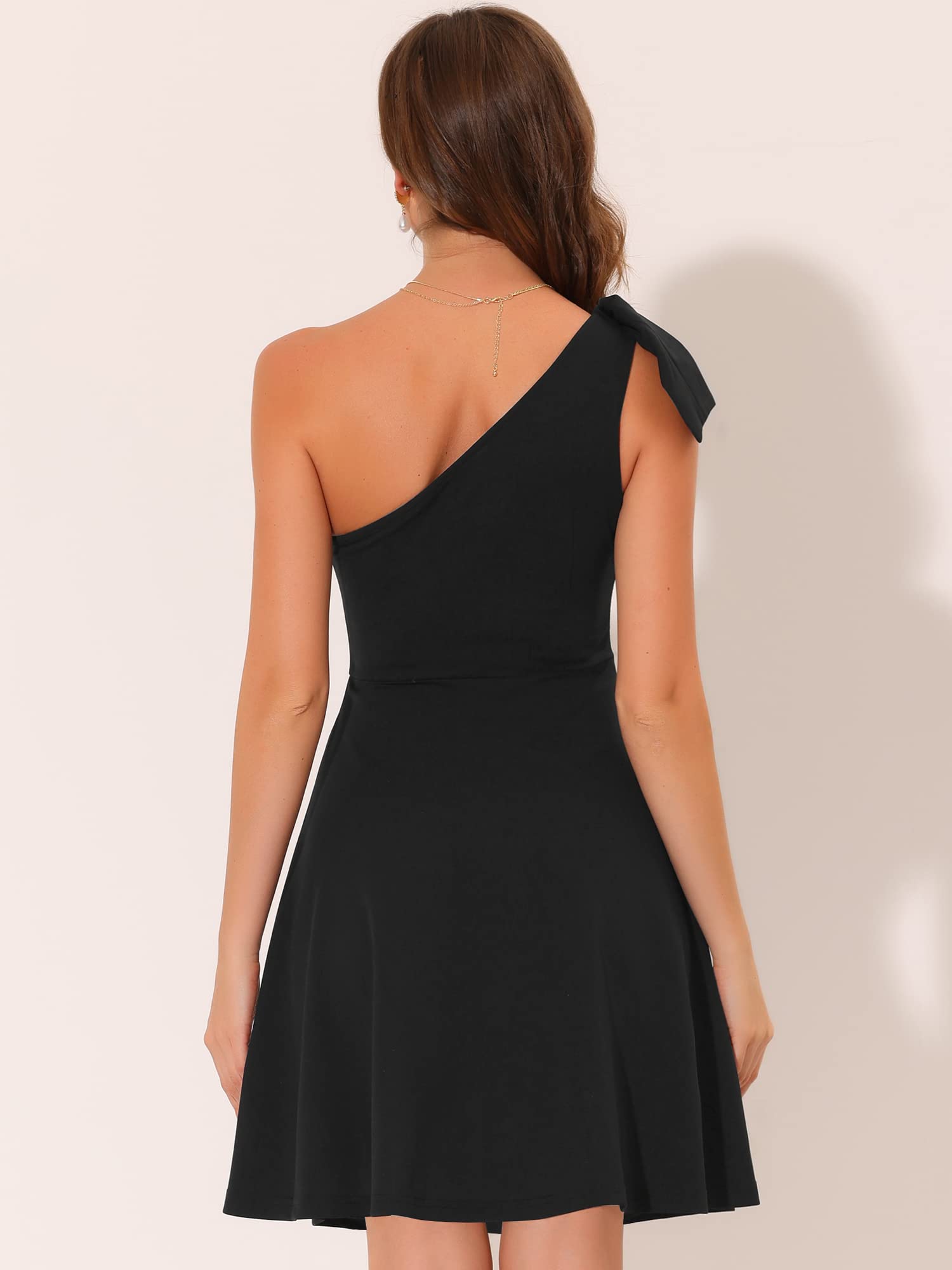 Allegra K Women's Elegant One Shoulder Flared Cocktail Dress for Evening Party, Formal Events, Prom, Wedding & Special Occasions