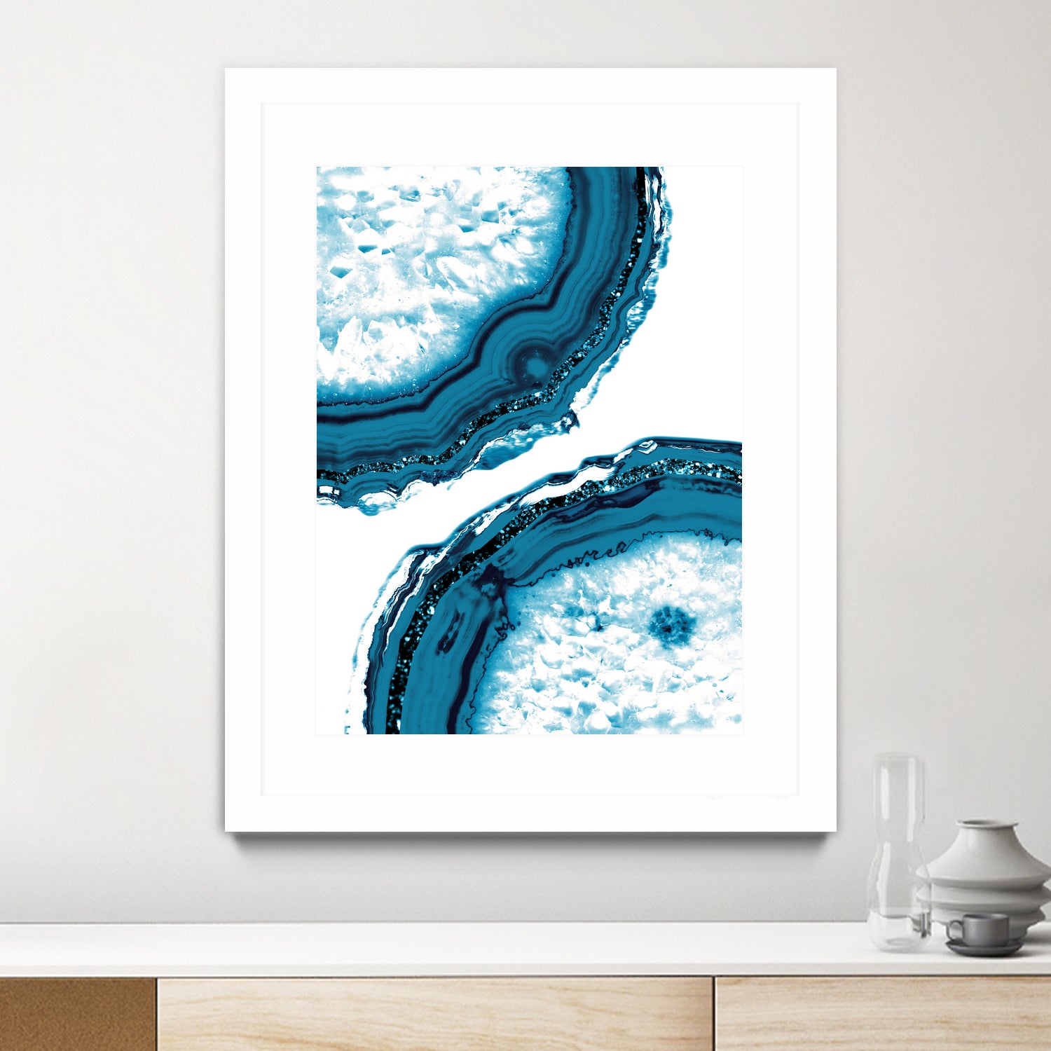 Blue Agate Glitter Glam - Natural Gemstone Decor for Home & Office | Sparkling Crystal Art Piece for Meditation, Gifts, and Spiritual Healing