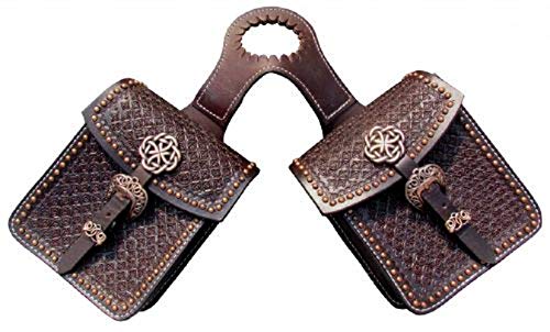 Showman Vintage Waffle Tooled Leather Crossbody Bag with Copper Accents - Perfect for Renaissance Fairs, Music Festivals & Boho Fashion