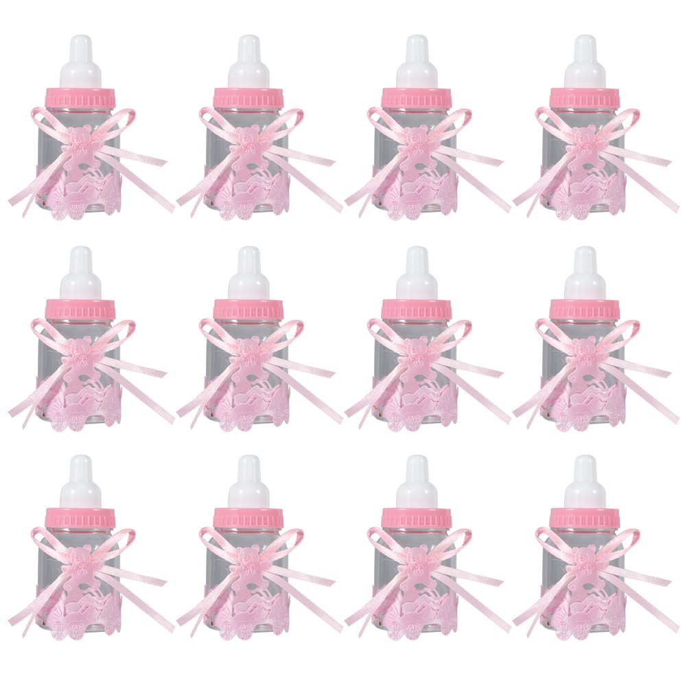 12Pcs Mini Bottle Candy Gift Box - Chocolate Candy Bottles for Baby Shower, Birthday Party Favors, Kids Gifts & Decorations (Pink) | Perfect for Gender Reveals, Bridal Showers & Holiday Celebrations