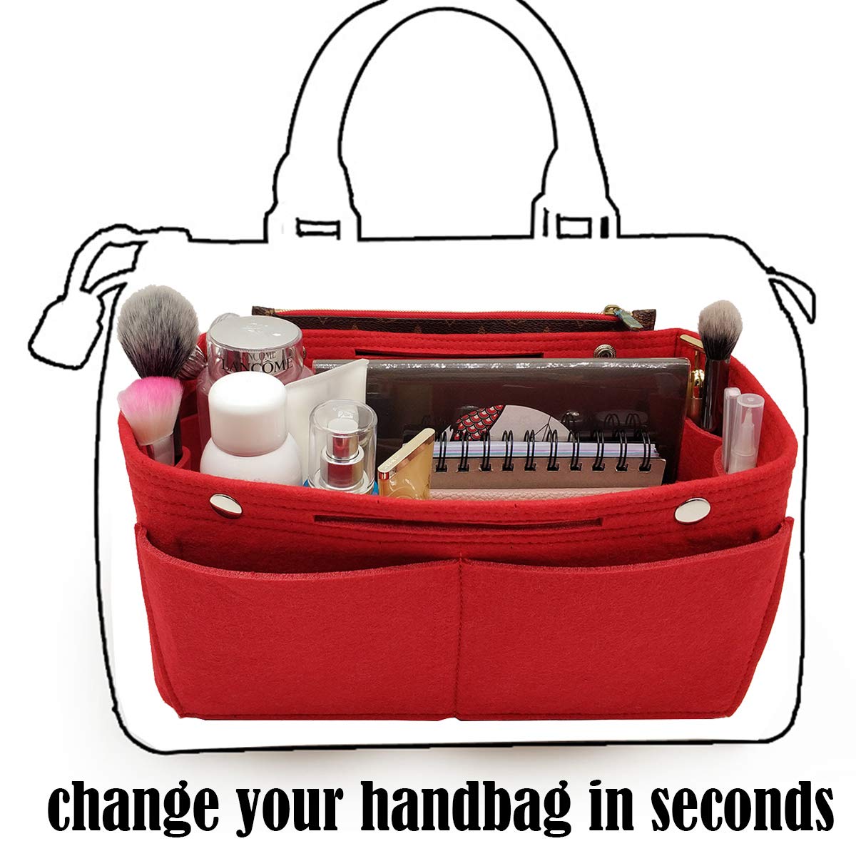 LEXSION Felt Purse Organizer Insert - Multi-Pocket Handbag Organizer with 10 Slots for Wallets, Phones & Cosmetics | Perfect for Tote Bags, Crossbody & Designer Purses