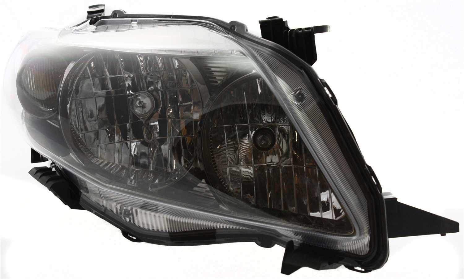Toyota Corolla 2009-2010 Headlight Assembly - Driver & Passenger Side Halogen Replacement with Bulbs | Black Housing | Fits North American Models | Replaces OEM# 8111002680 8115002680 | Perfect for Night Driving & Vehicle Restoration Projects