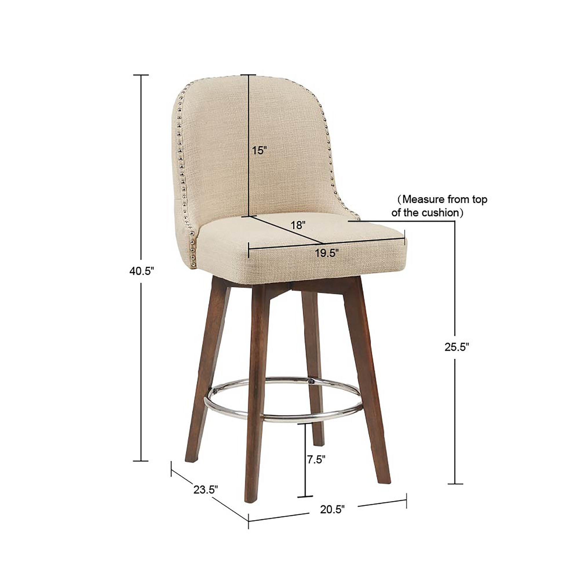 Swivel Counter Stool with Adjustable Height - Modern Bar Stools for Kitchen Island, Breakfast Nook & Home Bar - Comfortable 360-Degree Rotating Seat