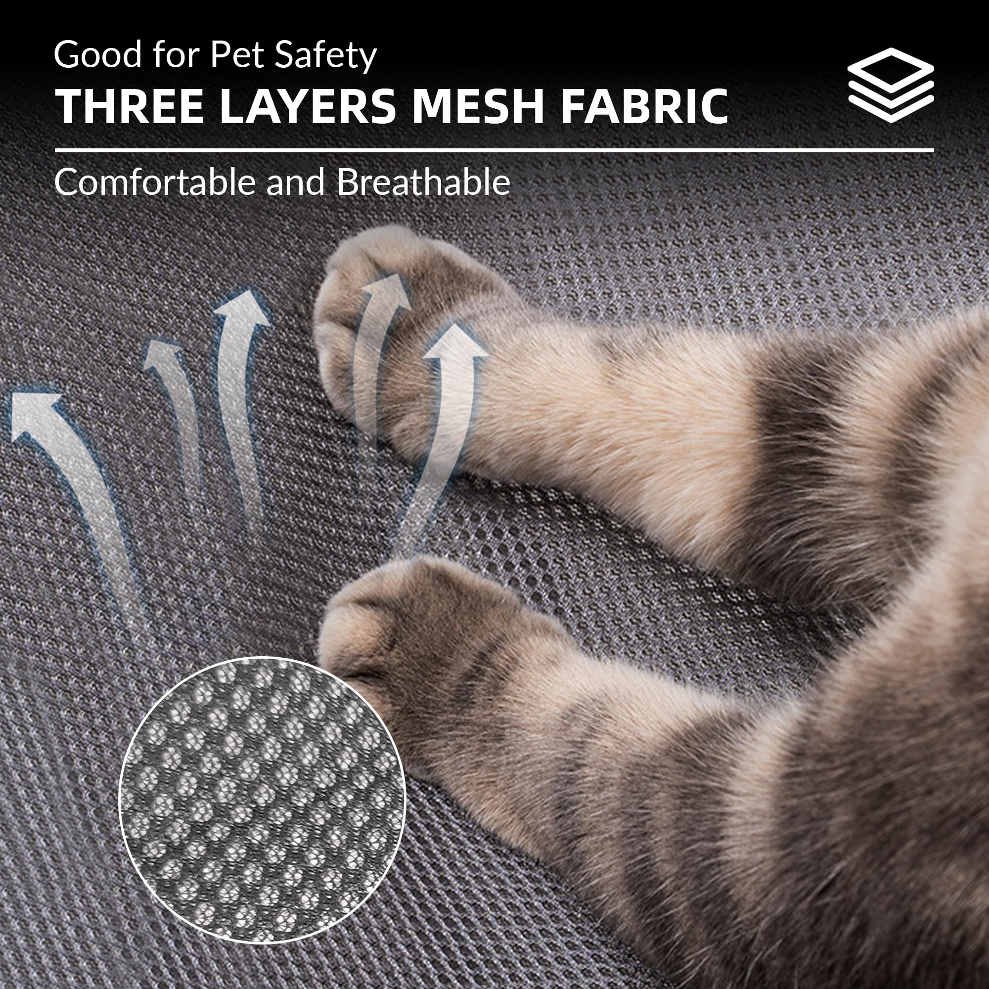 Elevated Cat Hammock Bed - Breathable Mesh Pet Swing Bed for Indoor Cats | Easy Assembly & Removable Washable Design | Perfect for Multi-Cat Households & Cozy Napping (Gray)