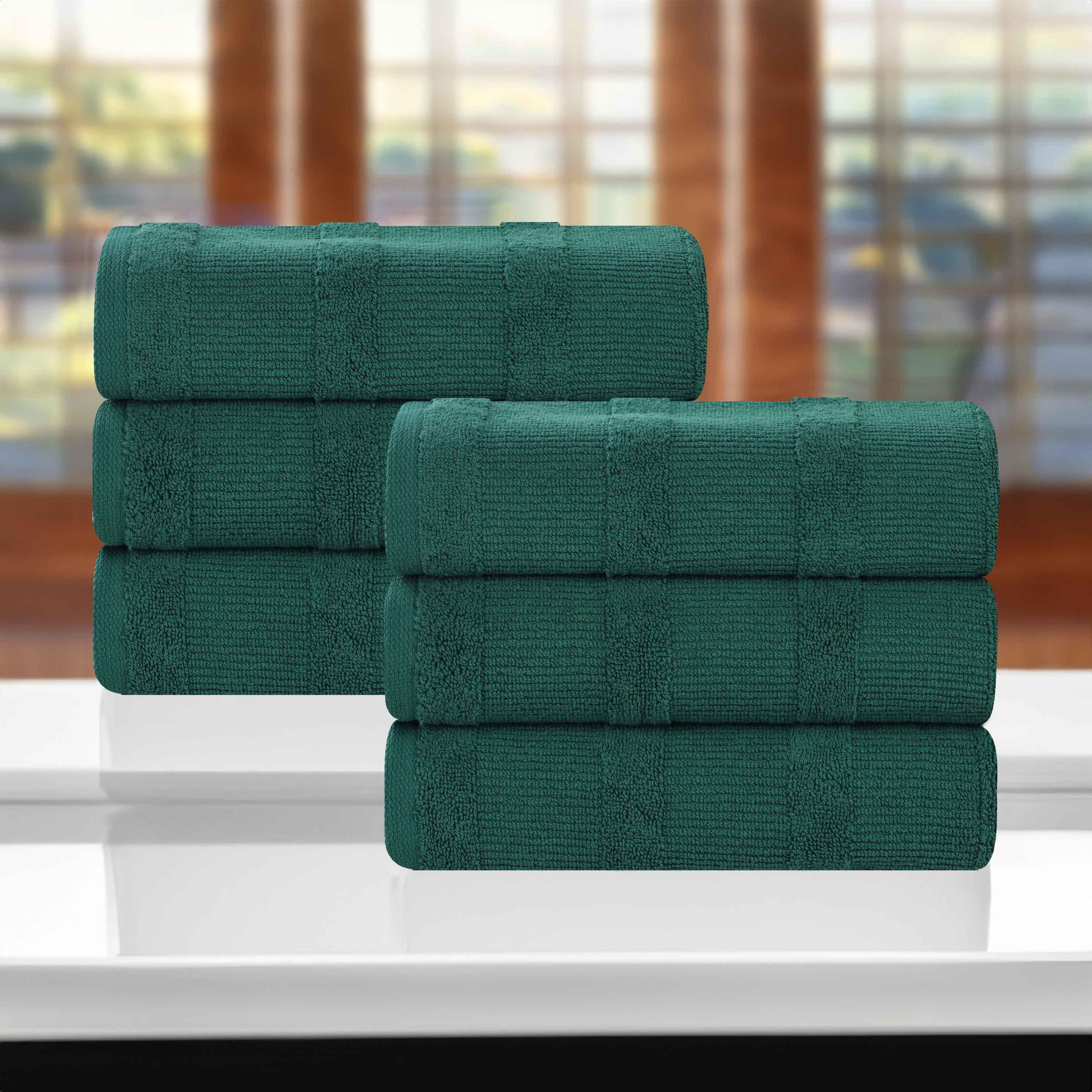 Premium Roma Cotton Ribbed Textured Hand Towels - Soft & Absorbent Bathroom Towel Set of 6 - Perfect for Kitchen, Guest Bathroom & Spa Use