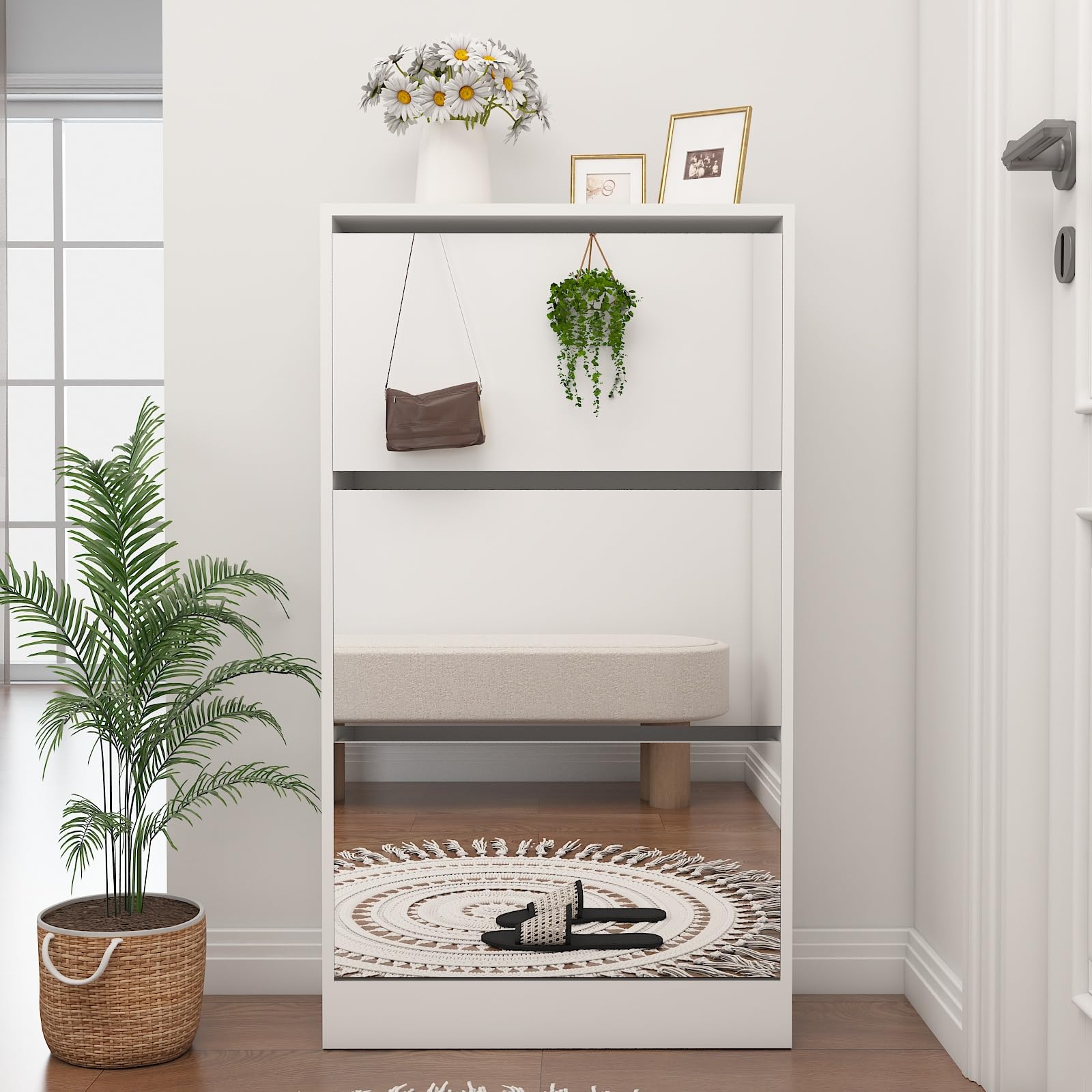 VERYKE Large Slim Hidden Shoe Storage Cabinet with 3 Flip Drawers - Freestanding Shoe Rack Organizer for Entryway, Closet & Hallway | Space-Saving Shoe Storage Solution for Small Apartments & Mudrooms