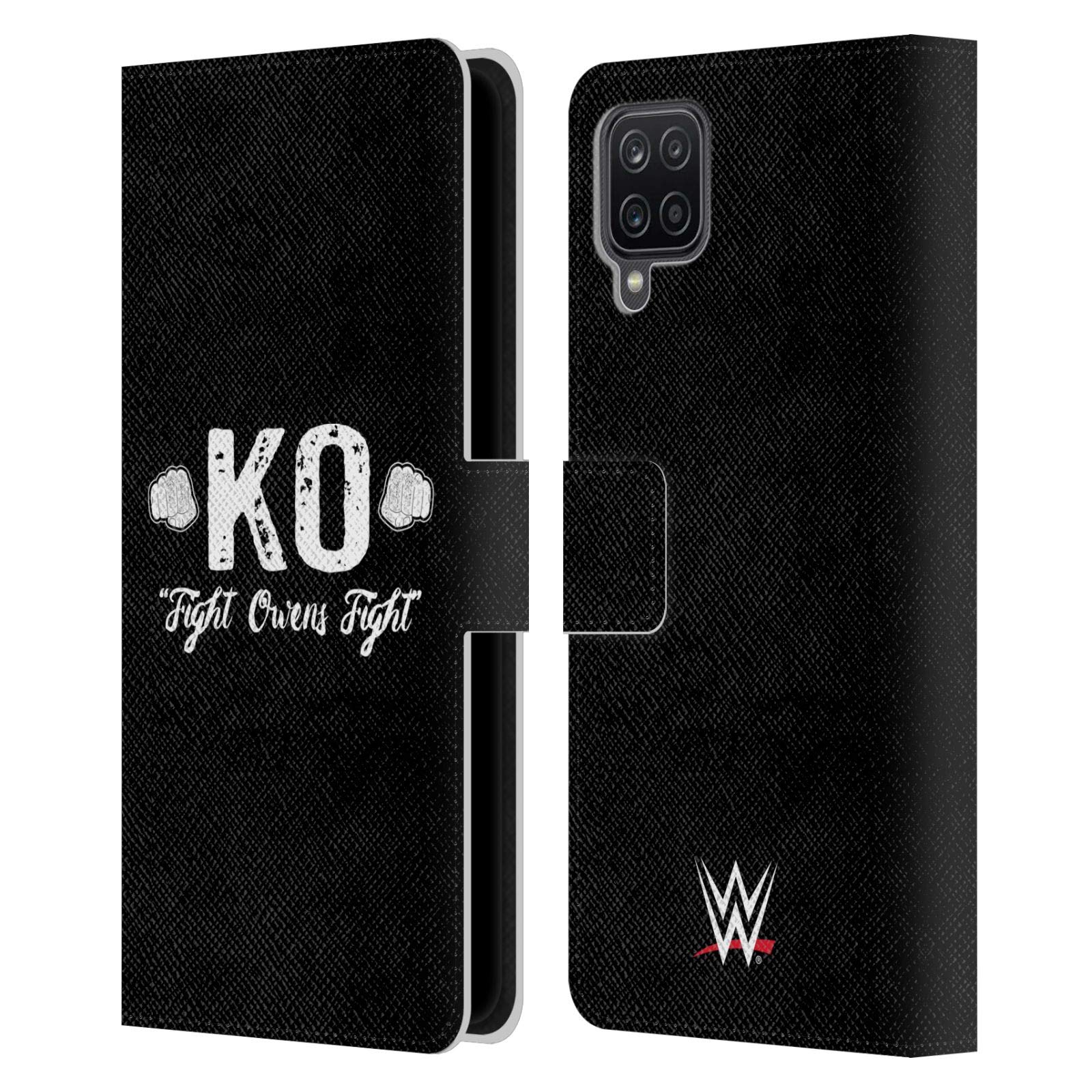 Head Case Designs WWE Kevin Owens Leather Book Wallet Case for Samsung Galaxy A12 (2020) - Officially Licensed Two Fists Design, Perfect for Work, Travel & Daily Protection