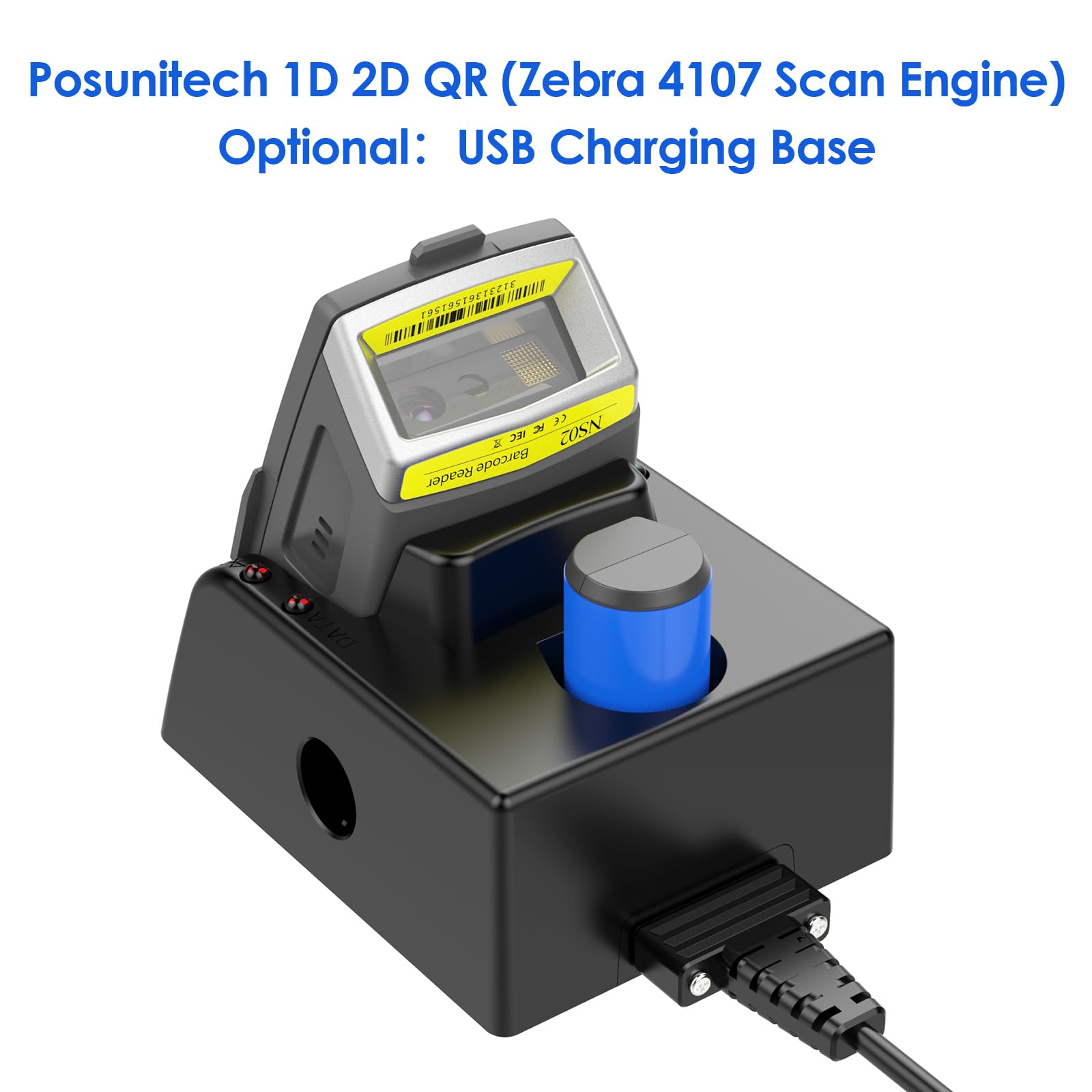 Wireless Bluetooth Barcode Scanner 1D/2D - NS02 Portable Barcode Reader with Lanyard, Compatible with Zebra SE4107, Android, iOS & PC, IP65 Waterproof for Warehouse, Retail, Manufacturing, Logistics - Perfect for Inventory Management, Stock Control and Harsh Work Environments