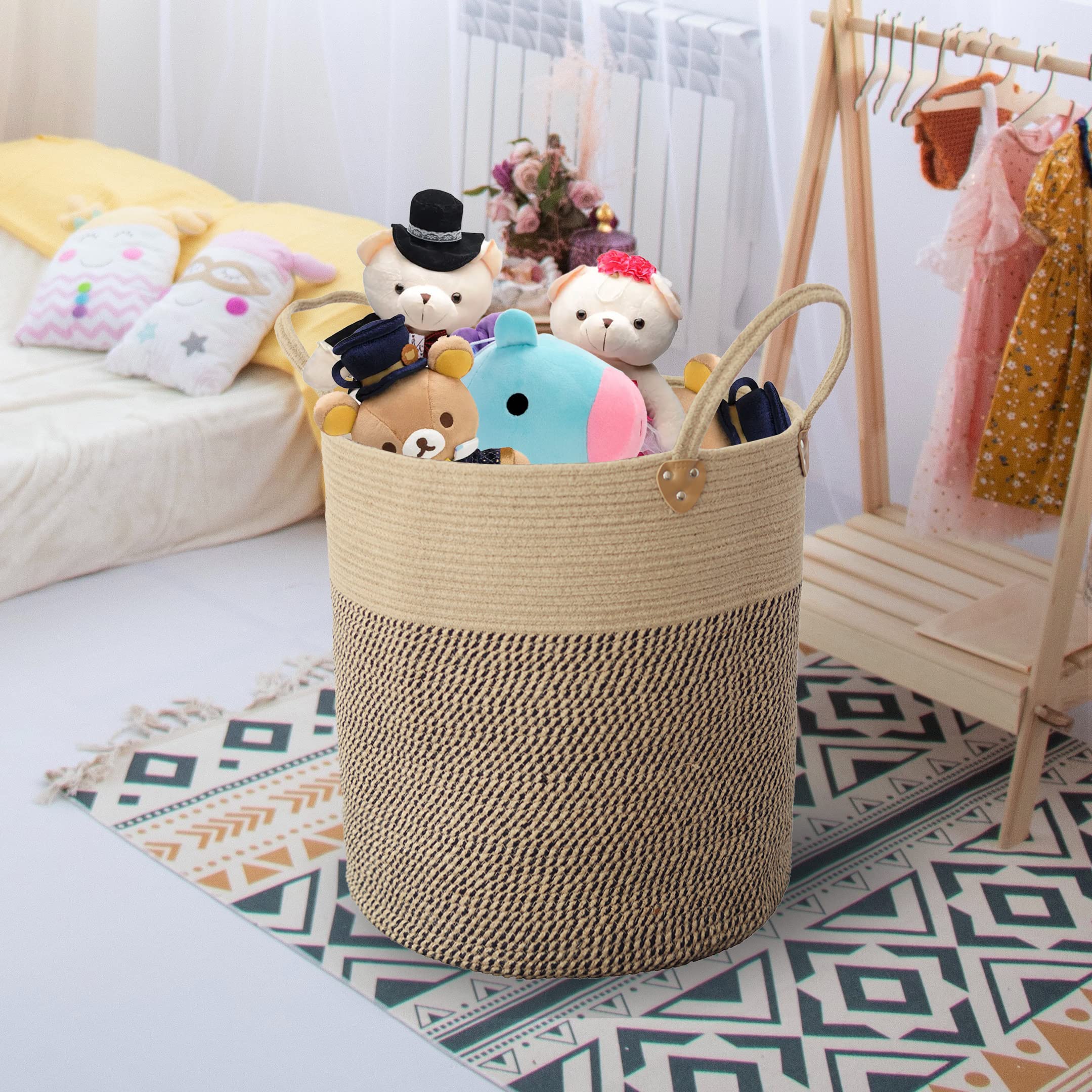 Large Jute Laundry Hamper with Handles - 18
