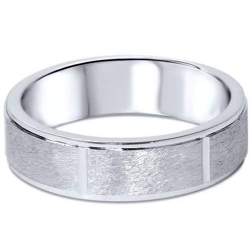 6mm Flat Brushed Comfort Fit Men's Wedding Band in White Gold - Perfect for Everyday Wear, Anniversaries & Special Occasions