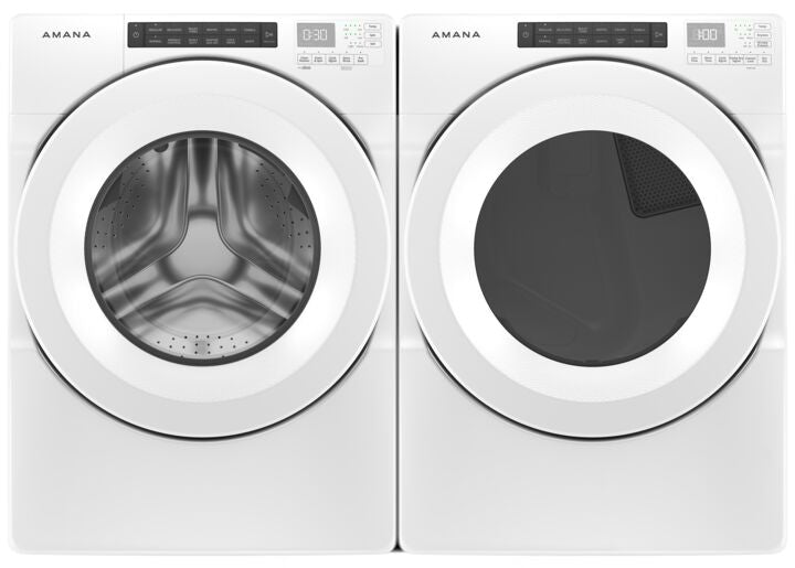 Amana 5.0 cu. ft. White Front Load Washer & 7.4 cu. ft. Electric Dryer Set (NFW5800HW/YNED5800HW) - Perfect for Laundry Rooms, Apartments & Energy-Efficient Homes