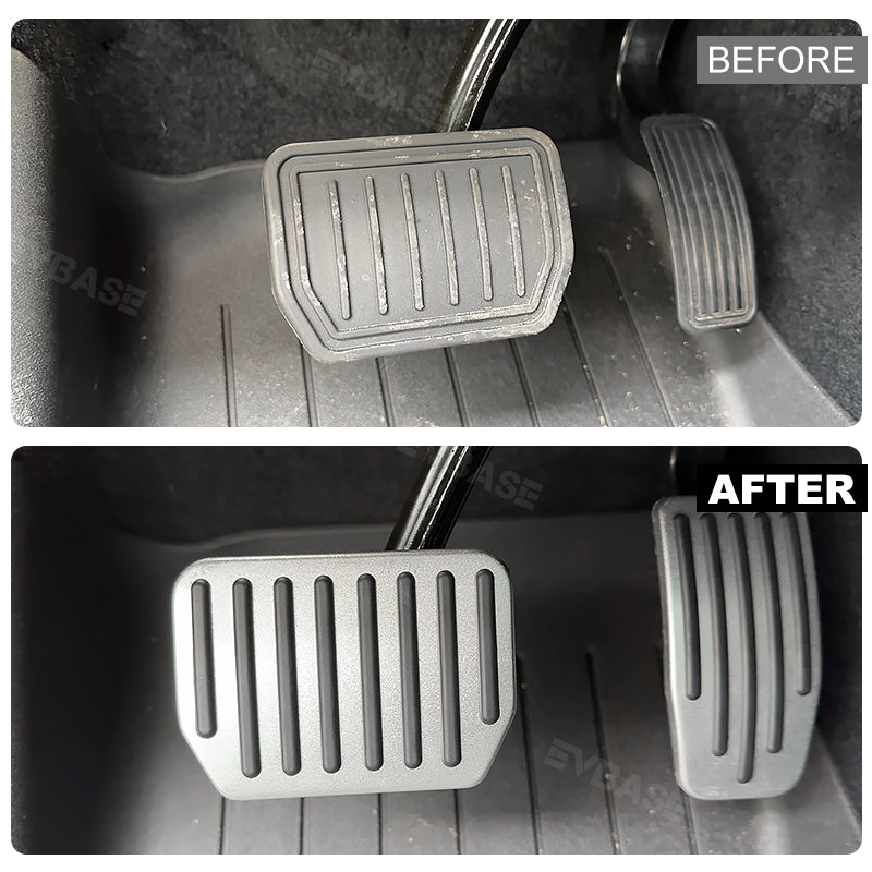 EVBASE Non-Slip Silver Brake Pedal Covers for Tesla Model Y Juniper - Premium Anti-Skid Foot Pedals Pads - Perfect for Enhanced Driving Safety & Comfort
