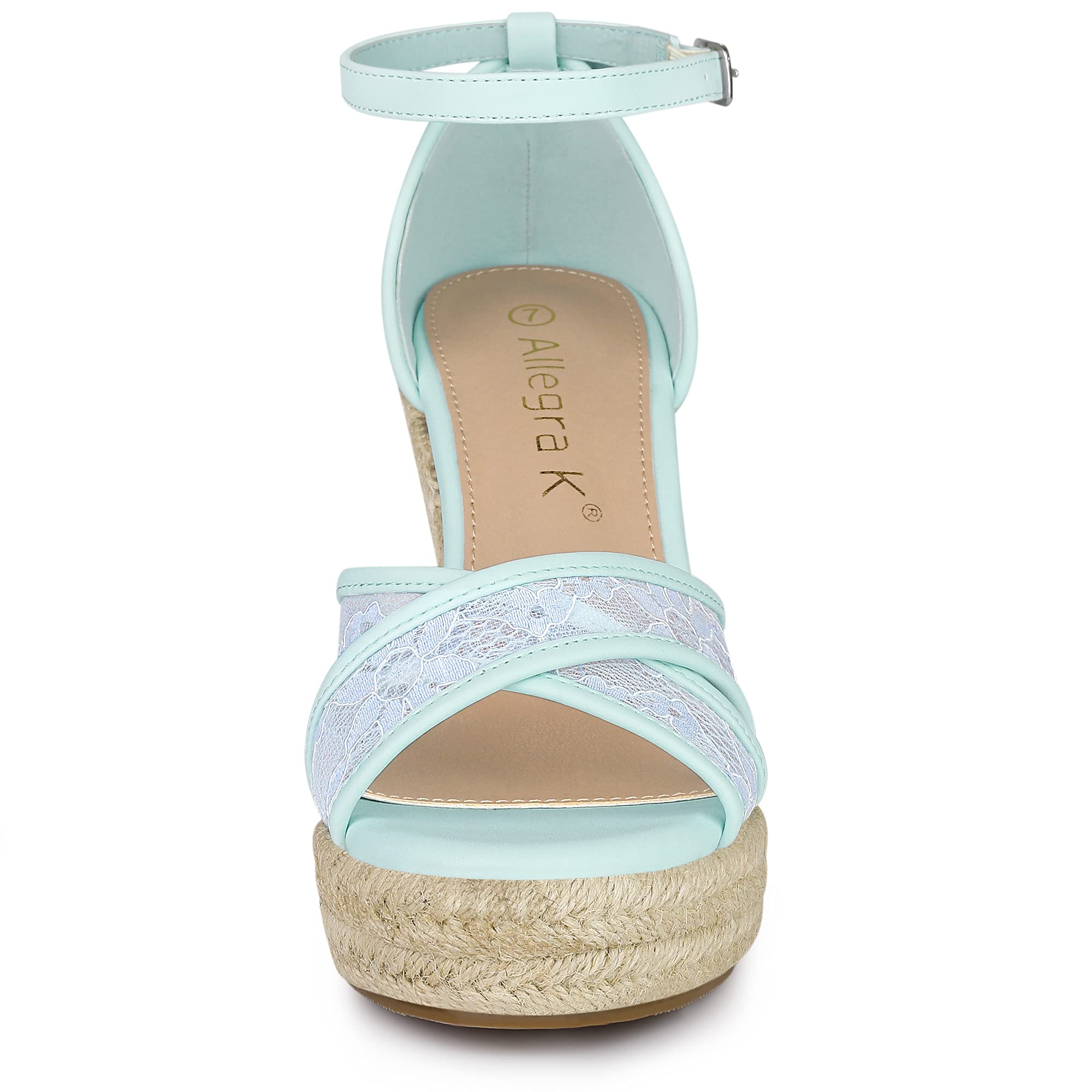 Allegra K Women's Espadrilles Lace Wedge Sandals - Comfortable Summer Casual Shoes for Beach, Vacation & Outdoor Wear