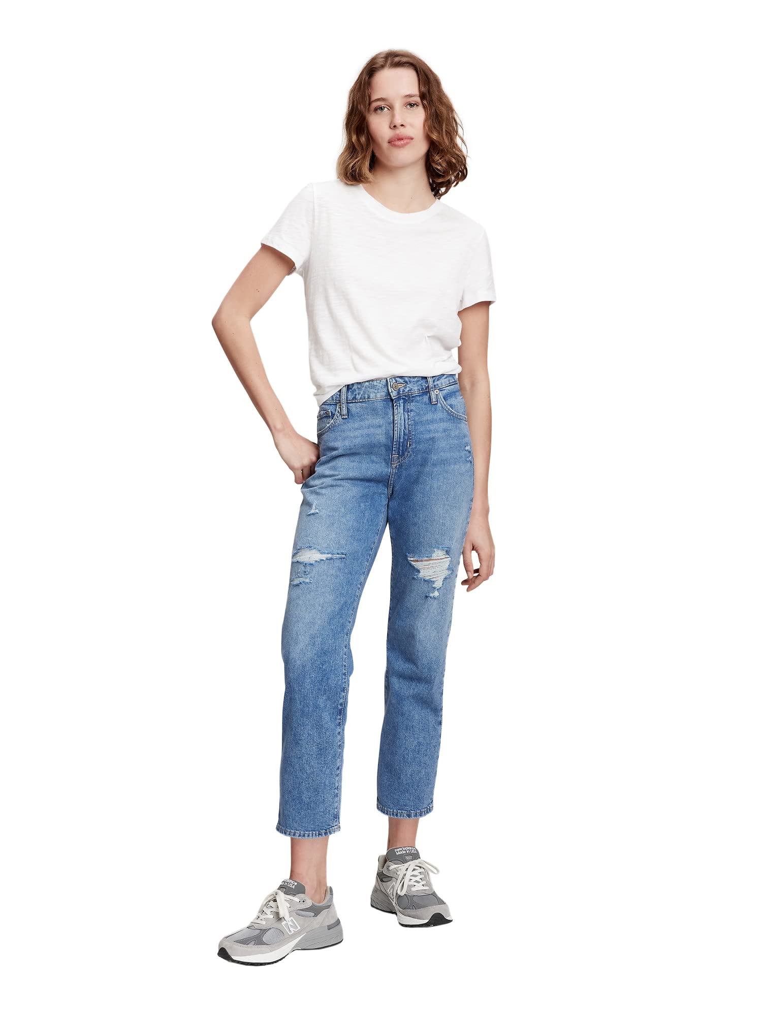 GAP Women's Slim Fit Boyfriend Denim Jeans - High Waisted Stretch Comfort for Casual Wear & Everyday Outfits